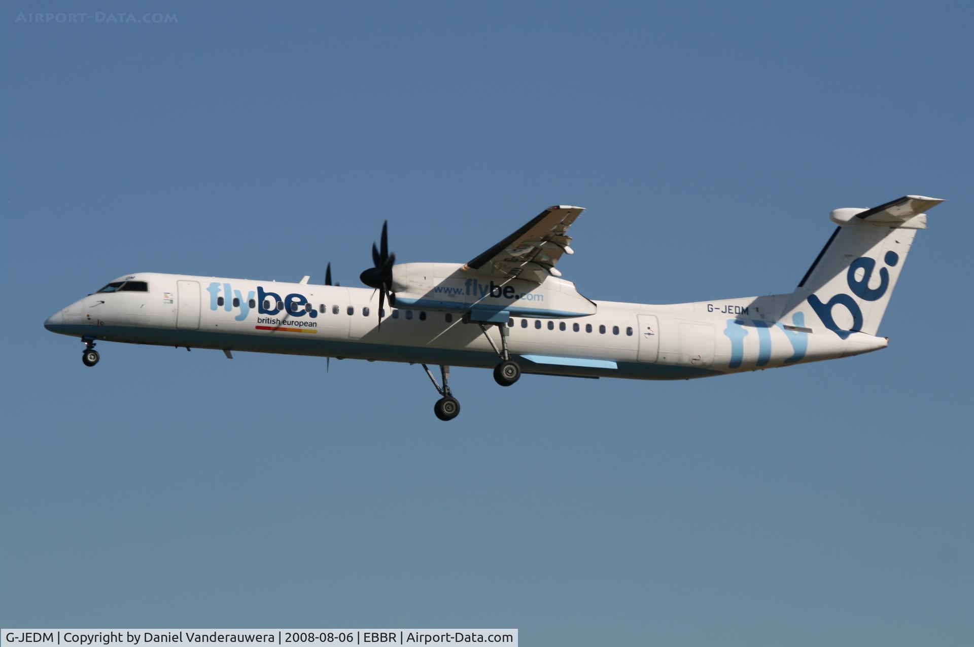 G-JEDM, 2003 De Havilland Canada DHC-8-402Q Dash 8 C/N 4077, arrival of flight BE7181 to rwy 25L