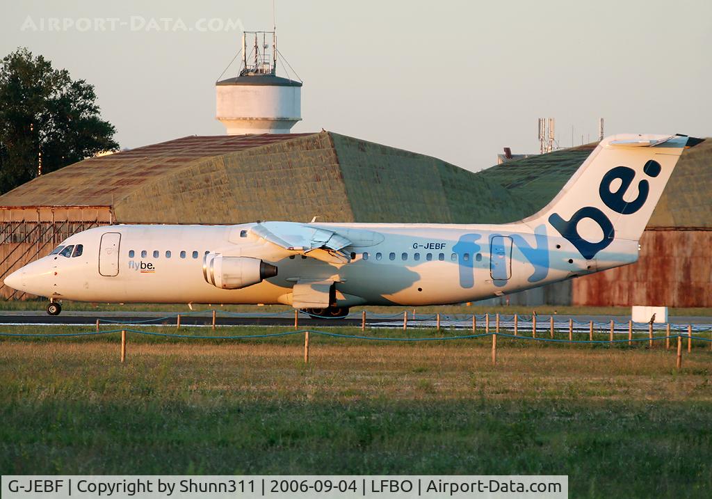 G-JEBF, 1991 British Aerospace BAe.146-300 C/N E3202, Ready for take off rwy 32R...