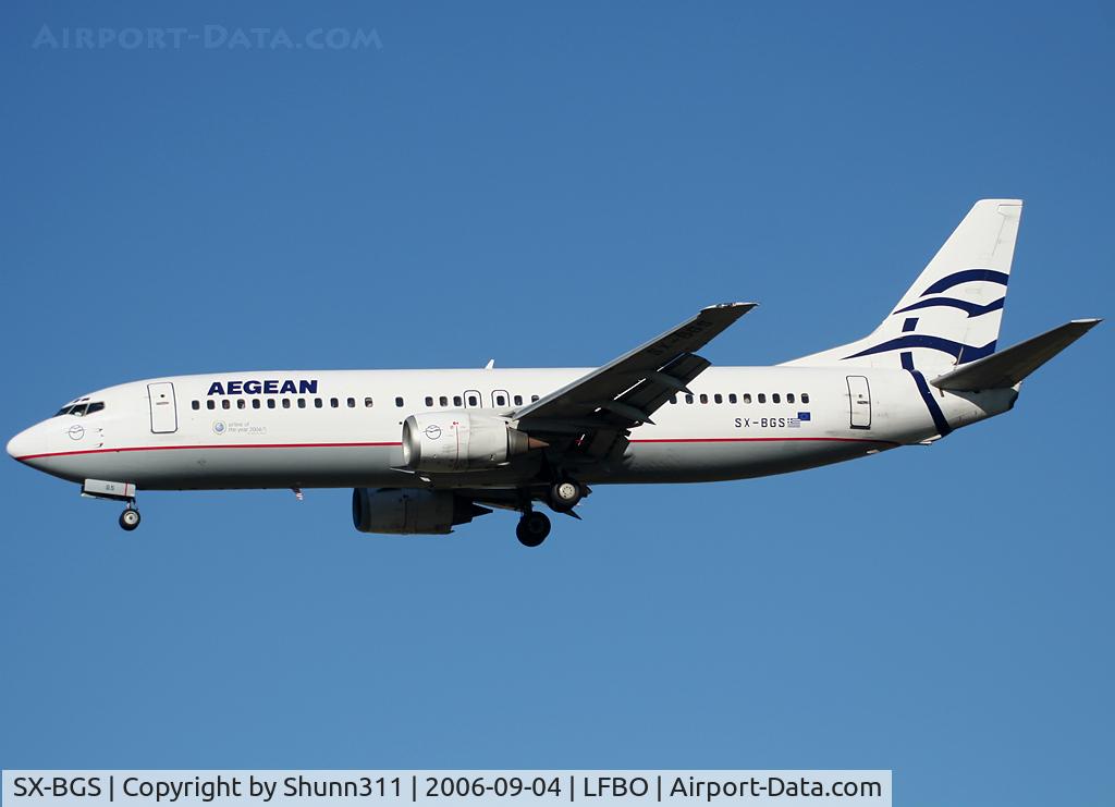 SX-BGS, 1992 Boeing 737-4Q8 C/N 26279, Landing rwy 32L...