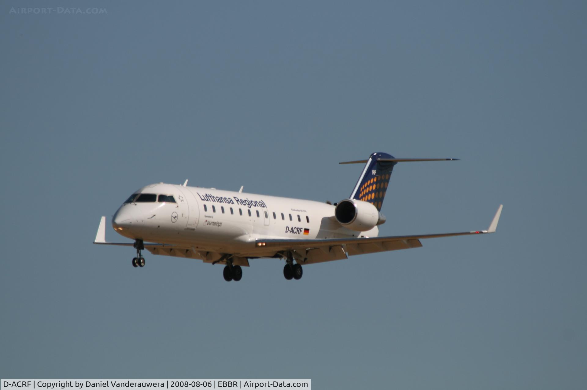 D-ACRF, 2002 Bombardier CRJ-200ER (CL-600-2B19) C/N 7619, arrival of flight LH4656 to rwy 25L