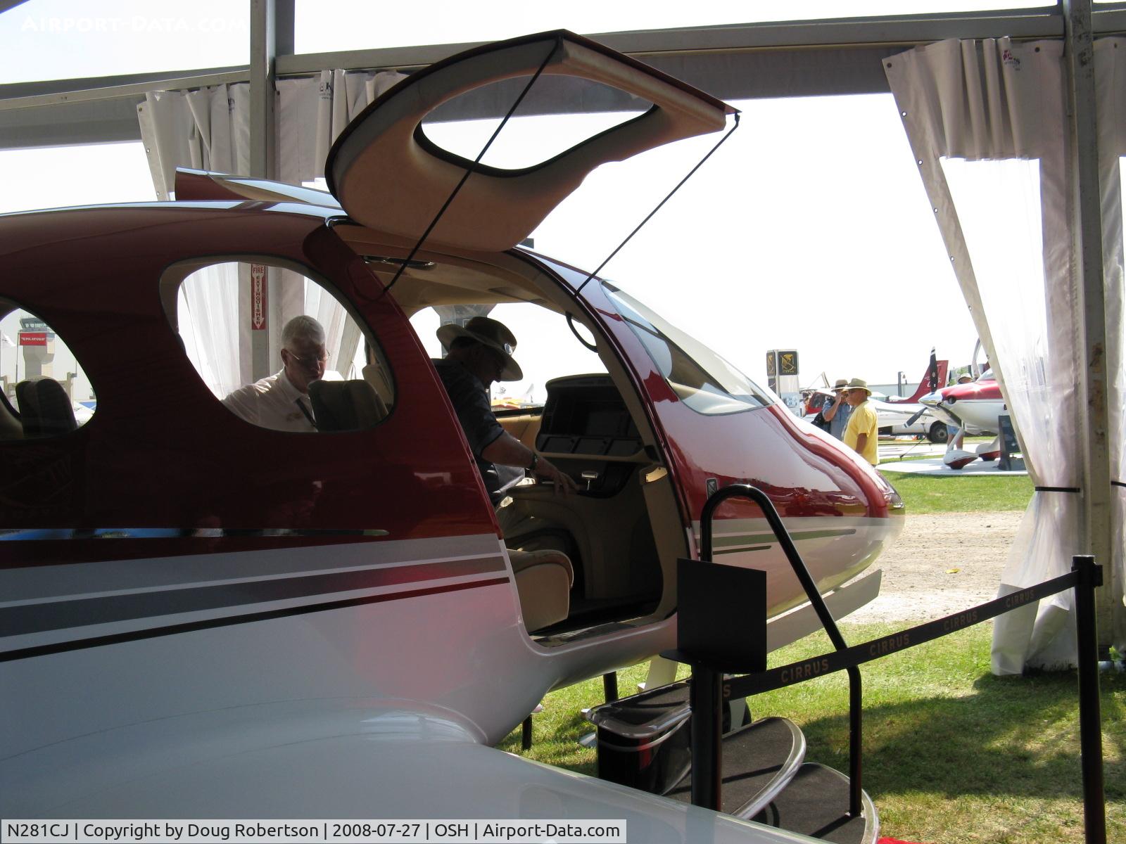 N281CJ, 2008 Cirrus SF50 Vision C/N Not found N281CJ, 2008 Cirrus Jet Co. VISION SJ50, one Williams FJ-33 turbofan 1,900 lb st, FADEC, gull-wing cabin doors, seats seven, includes Cirrus Airframe Parachute System.