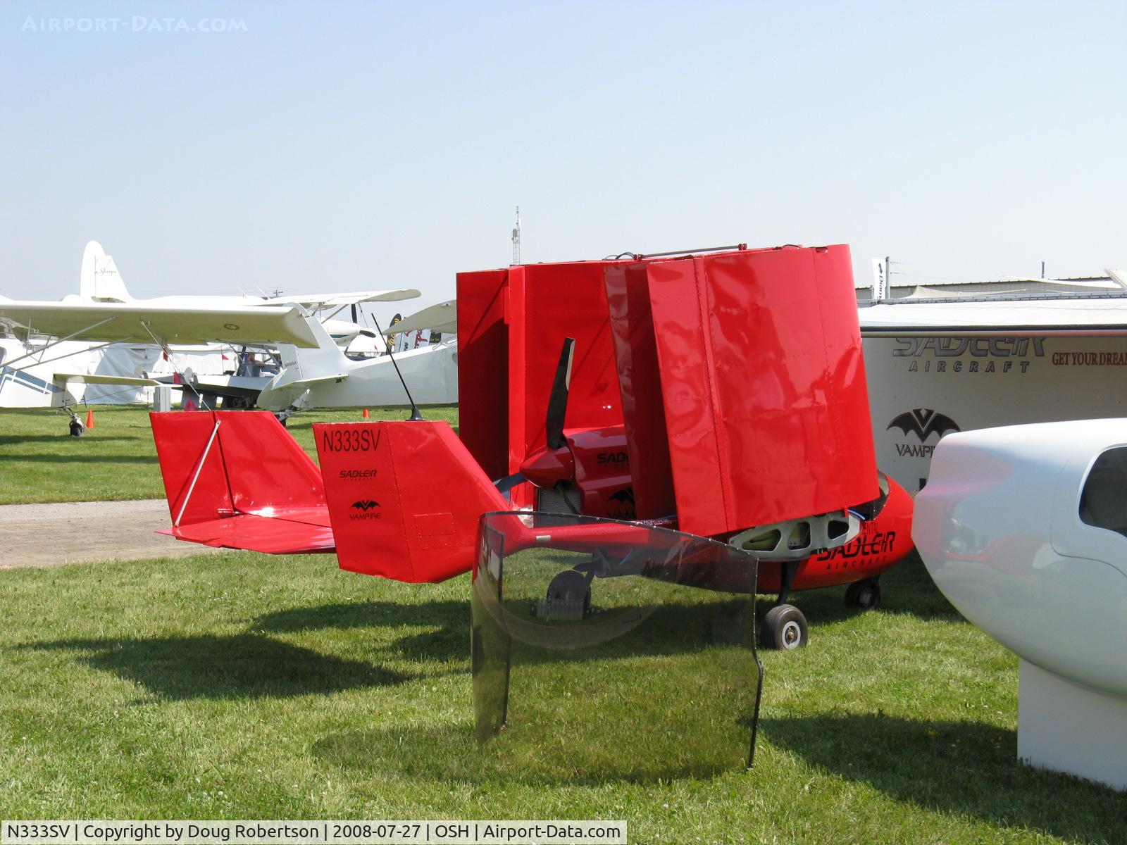 N333SV, 2007 American Microflight Vampire C/N 054, 2007 Sadler American Microflight VAMPIRE, unknown pusher engine, wings folded, Experimental class