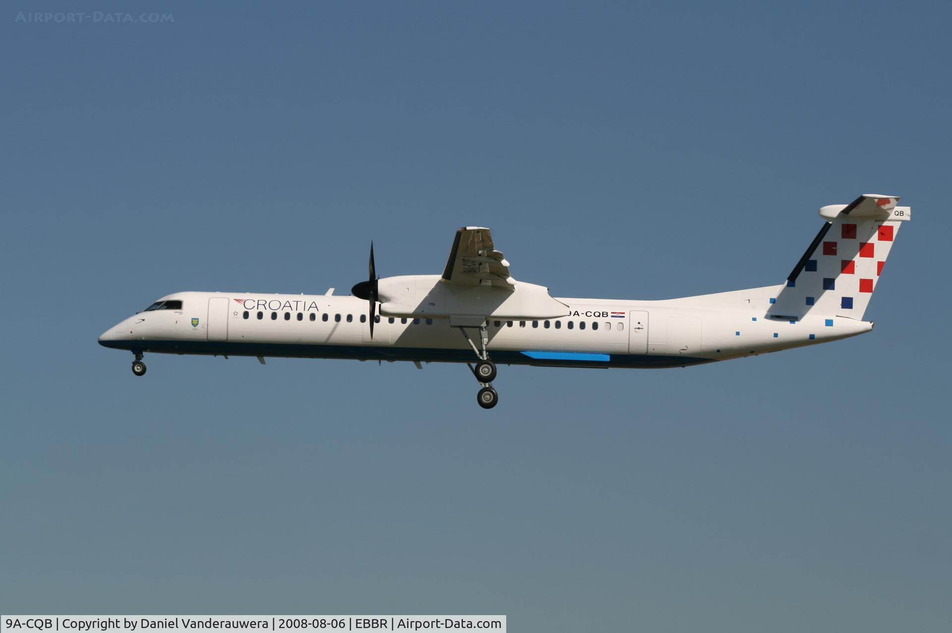 9A-CQB, 2008 De Havilland Canada DHC-8-402Q Dash 8 C/N 4211, arrival of flight OU456 to rwy 25L