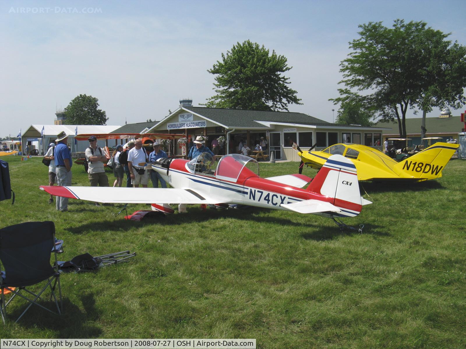 N74CX, 2008 Thatcher CX4 C/N 74, 2008 Thatcher CX4, VW engine conversion, 60 Hp. All metal construction, push control rods. cruise speed 130 mph, 3-3.5 gals./hr. detachable wings.