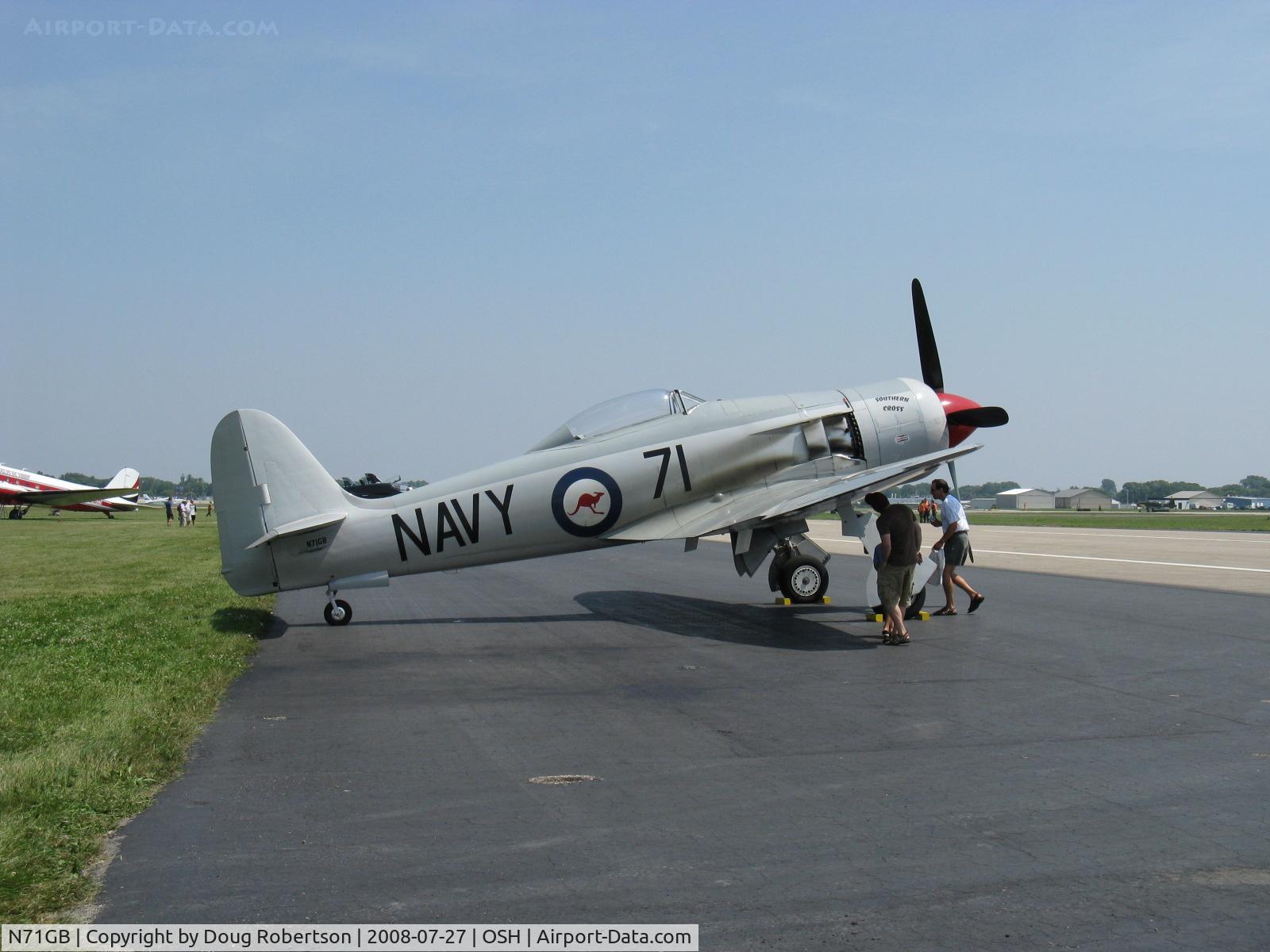 N71GB, 1949 Hawker Sea Fury T.20 C/N 37525, 1949 Hawker SEA FURY TMK 20, Wright R-3350-42 for original Bristol Centaurus radial of 2,480 Hp, 'Southern Cross'