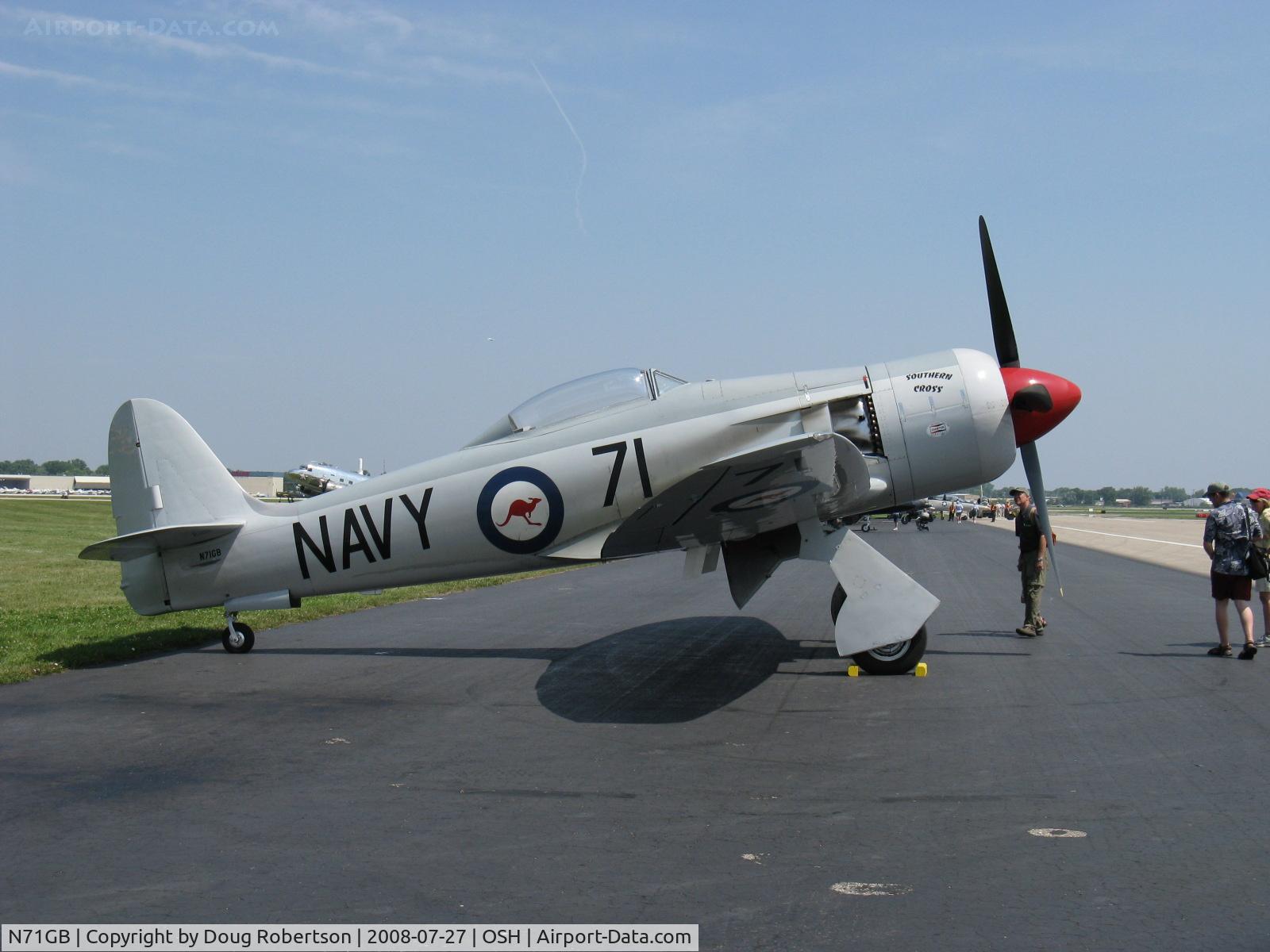 N71GB, 1949 Hawker Sea Fury T.20 C/N 37525, 1949 Hawker SEA FURY TMK 20, Wright R-3350-42 for original Bristol Centaurus radial of 2,480 Hp, 'Southern Cross'