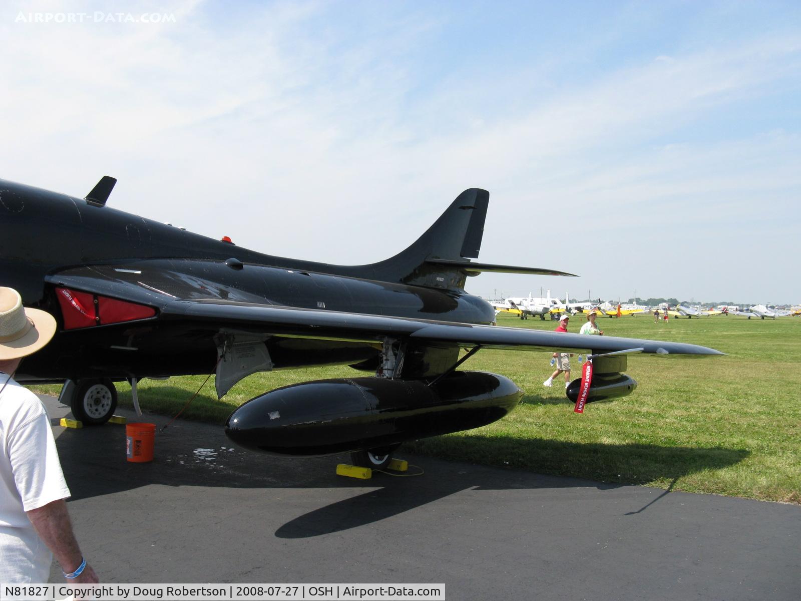 N81827, Hawker Hunter T75A C/N 41H-670829 see comment, Hawker Siddeley HUNTER T75, one Rolls Royce Avon 203 10,050 lb thrust turbojet, two place trainer with external tanks