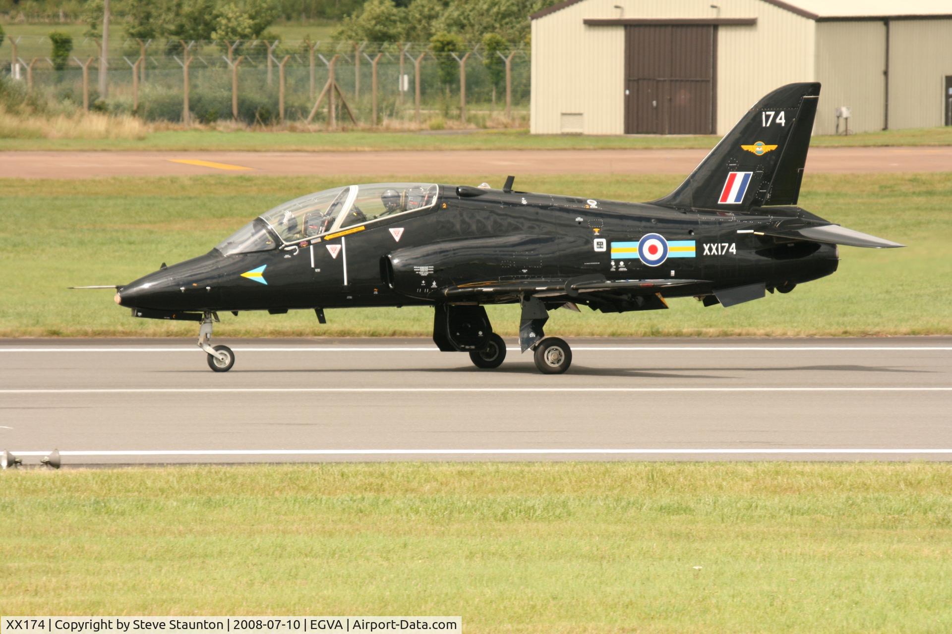 XX174, 1977 Hawker Siddeley Hawk T.1 C/N 021/312021, Taken at the Royal International Air Tattoo 2008 during arrivals and departures (show days cancelled due to bad weather)
