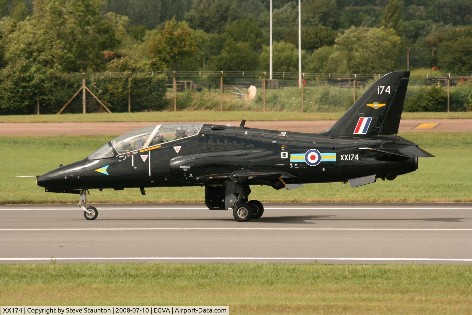 XX174, 1977 Hawker Siddeley Hawk T.1 C/N 021/312021, Taken at the Royal International Air Tattoo 2008 during arrivals and departures (show days cancelled due to bad weather)