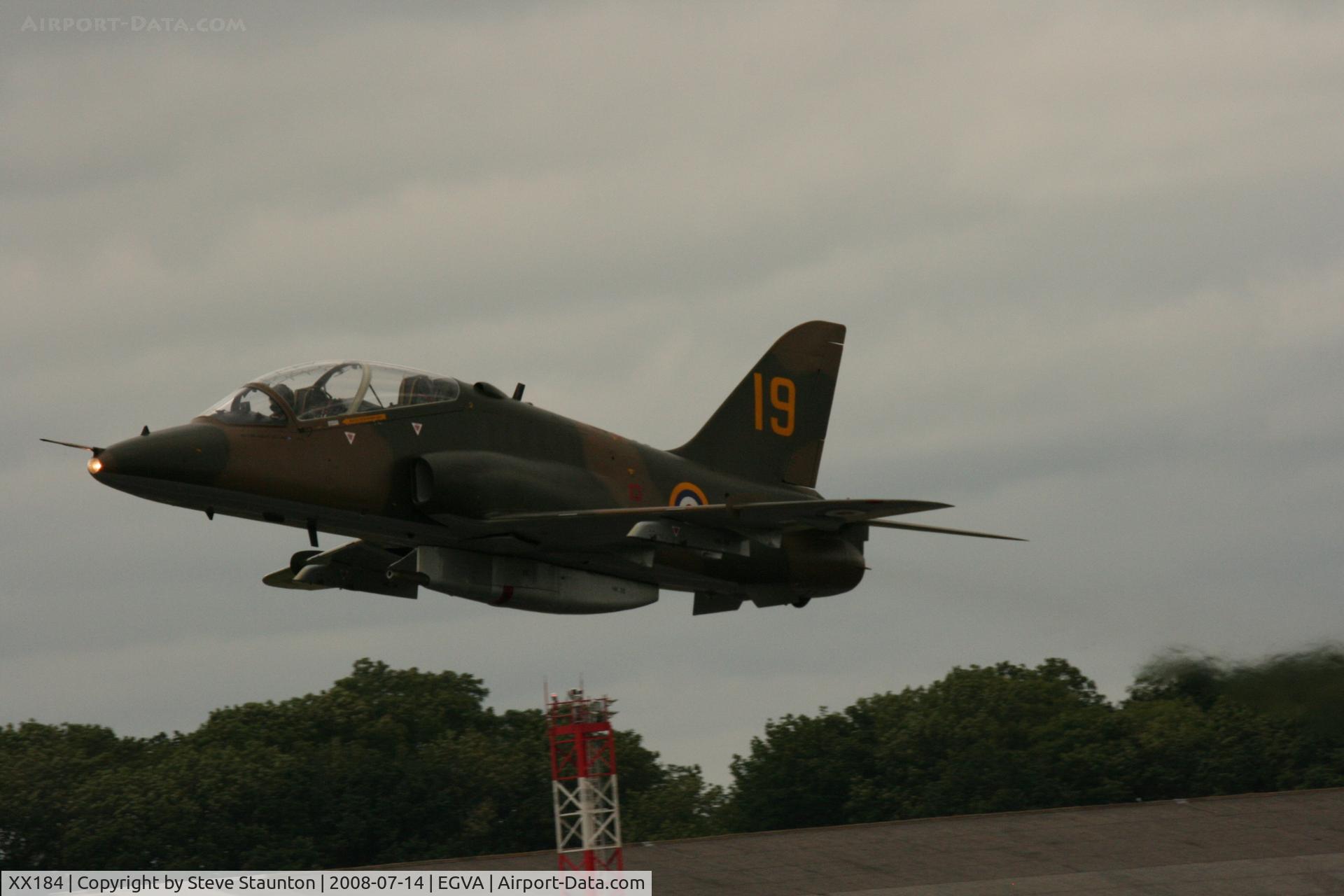 XX184, 1977 Hawker Siddeley Hawk T.1 C/N 031/312031, Taken at the Royal International Air Tattoo 2008 during arrivals and departures (show days cancelled due to bad weather)