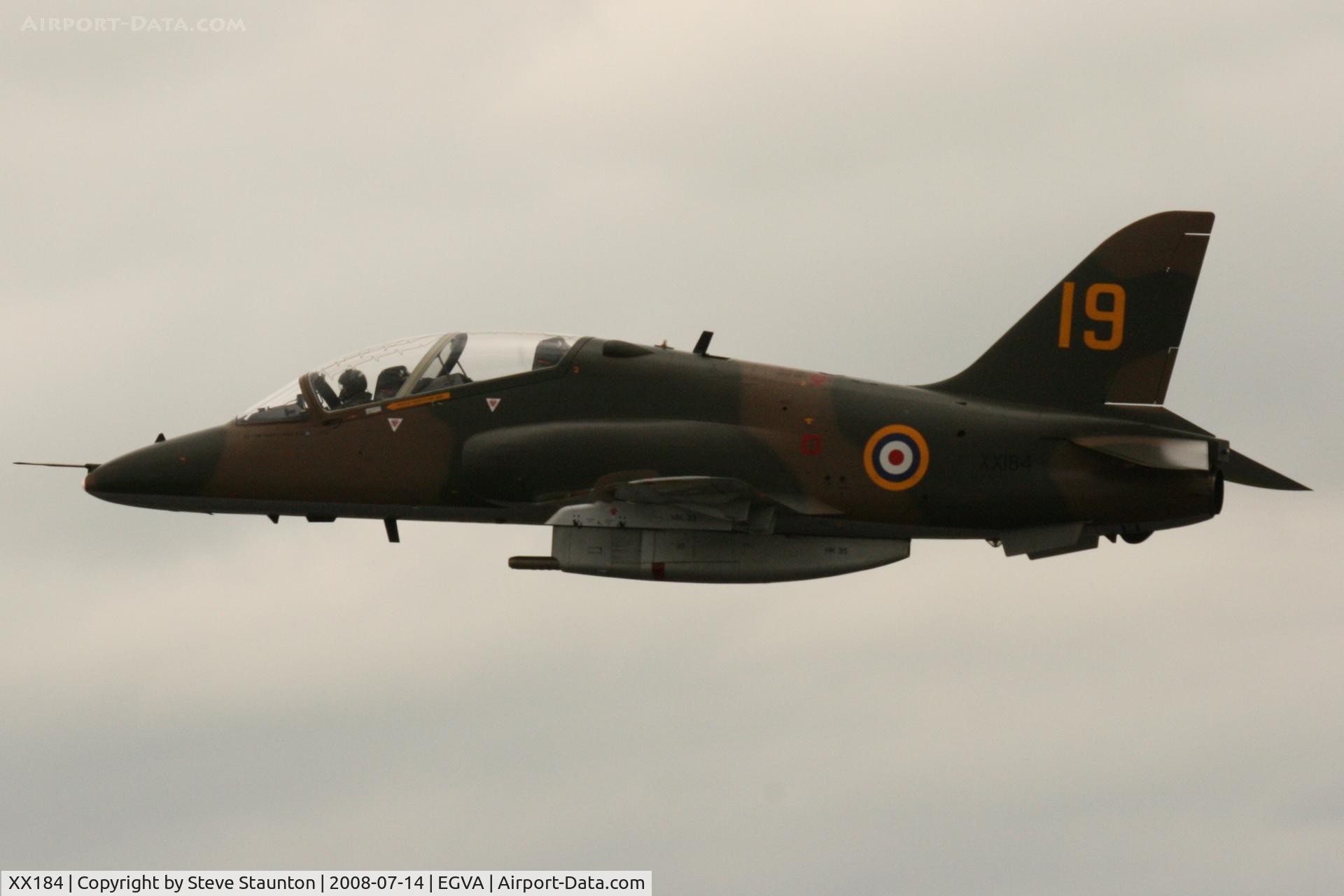 XX184, 1977 Hawker Siddeley Hawk T.1 C/N 031/312031, Taken at the Royal International Air Tattoo 2008 during arrivals and departures (show days cancelled due to bad weather)