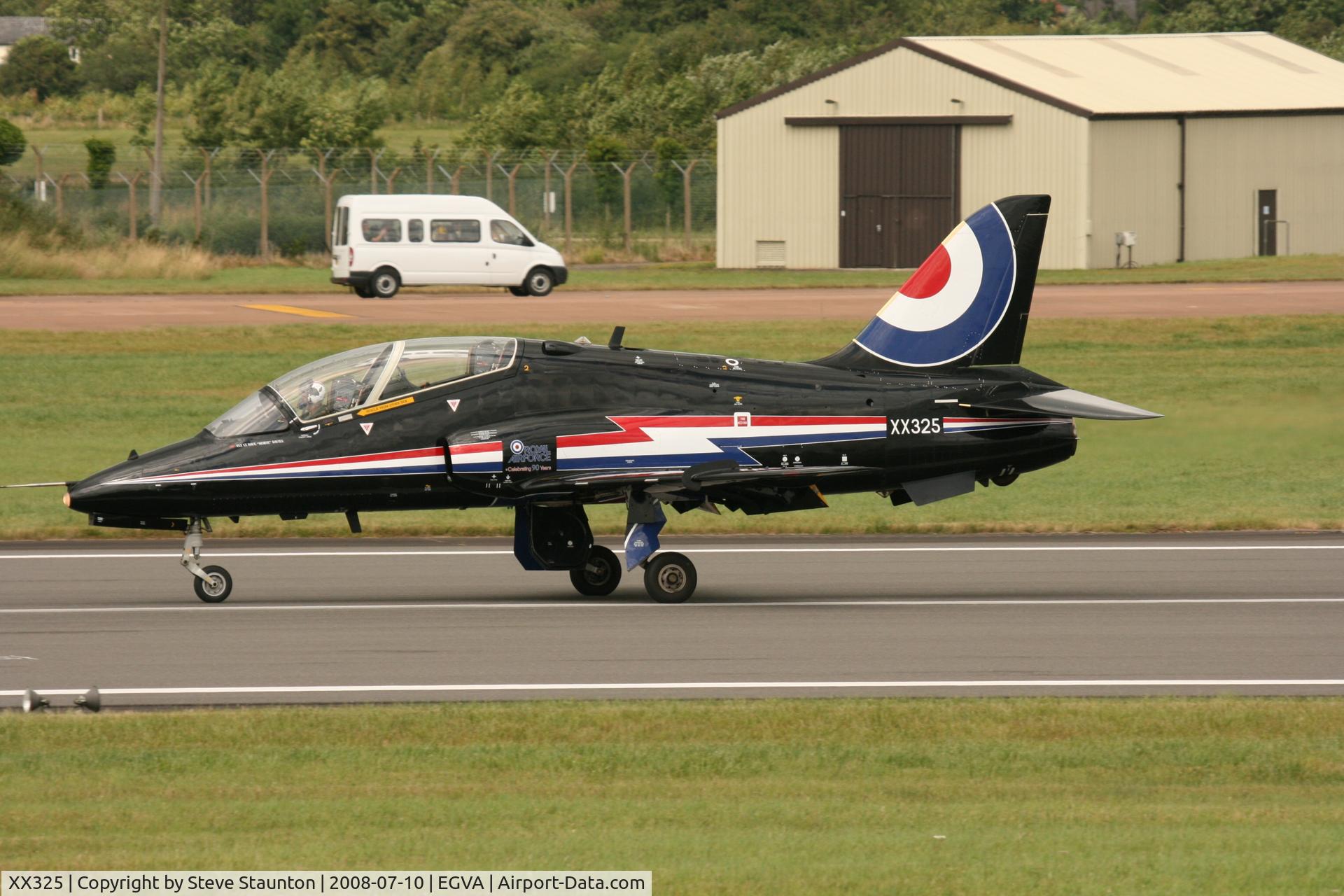 XX325, 1980 Hawker Siddeley Hawk T.1 C/N 169/312150, Taken at the Royal International Air Tattoo 2008 during arrivals and departures (show days cancelled due to bad weather)