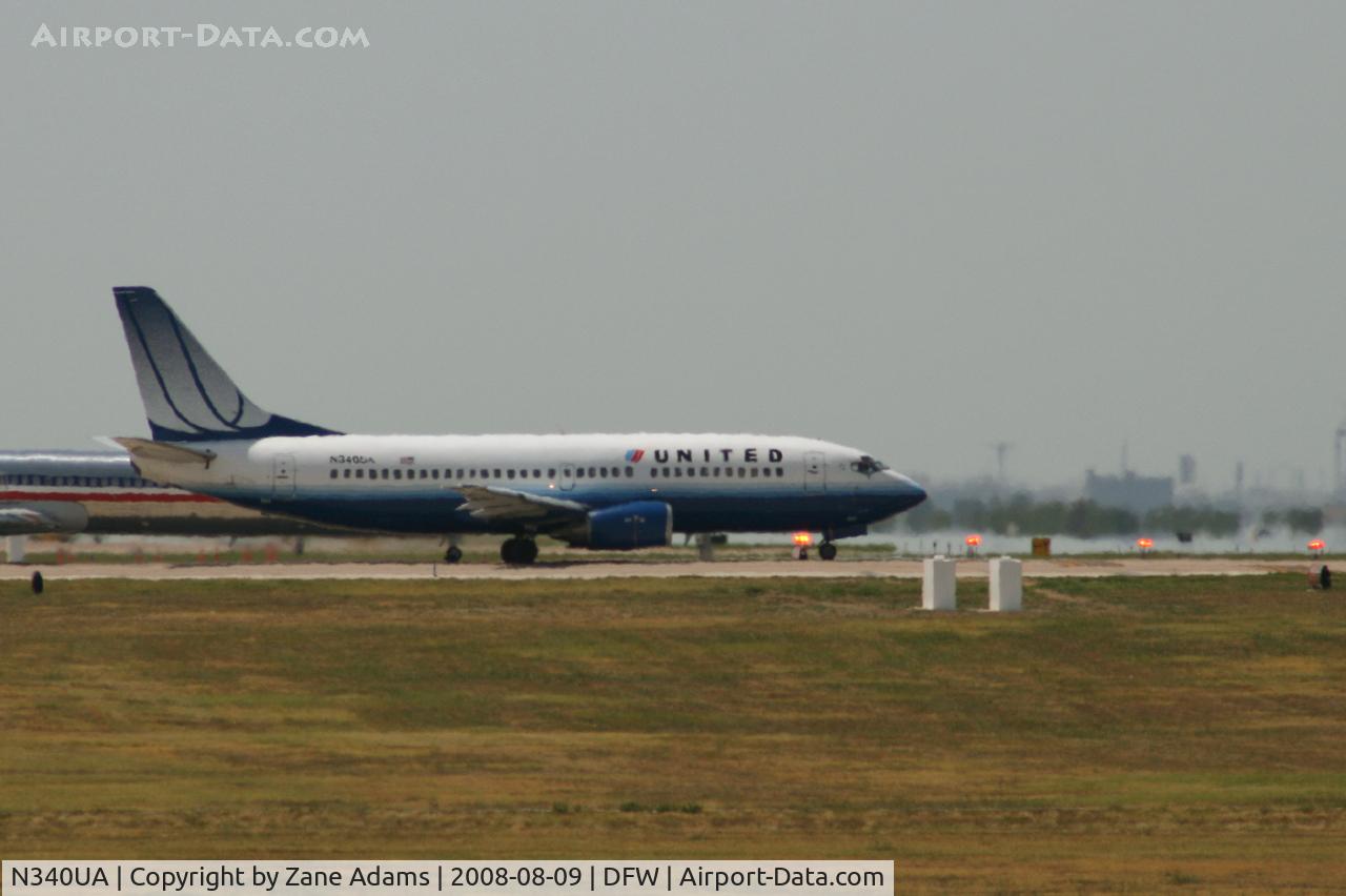 N340UA, 1988 Boeing 737-322 C/N 24244, United Airlines at DFW - it's hot out there!