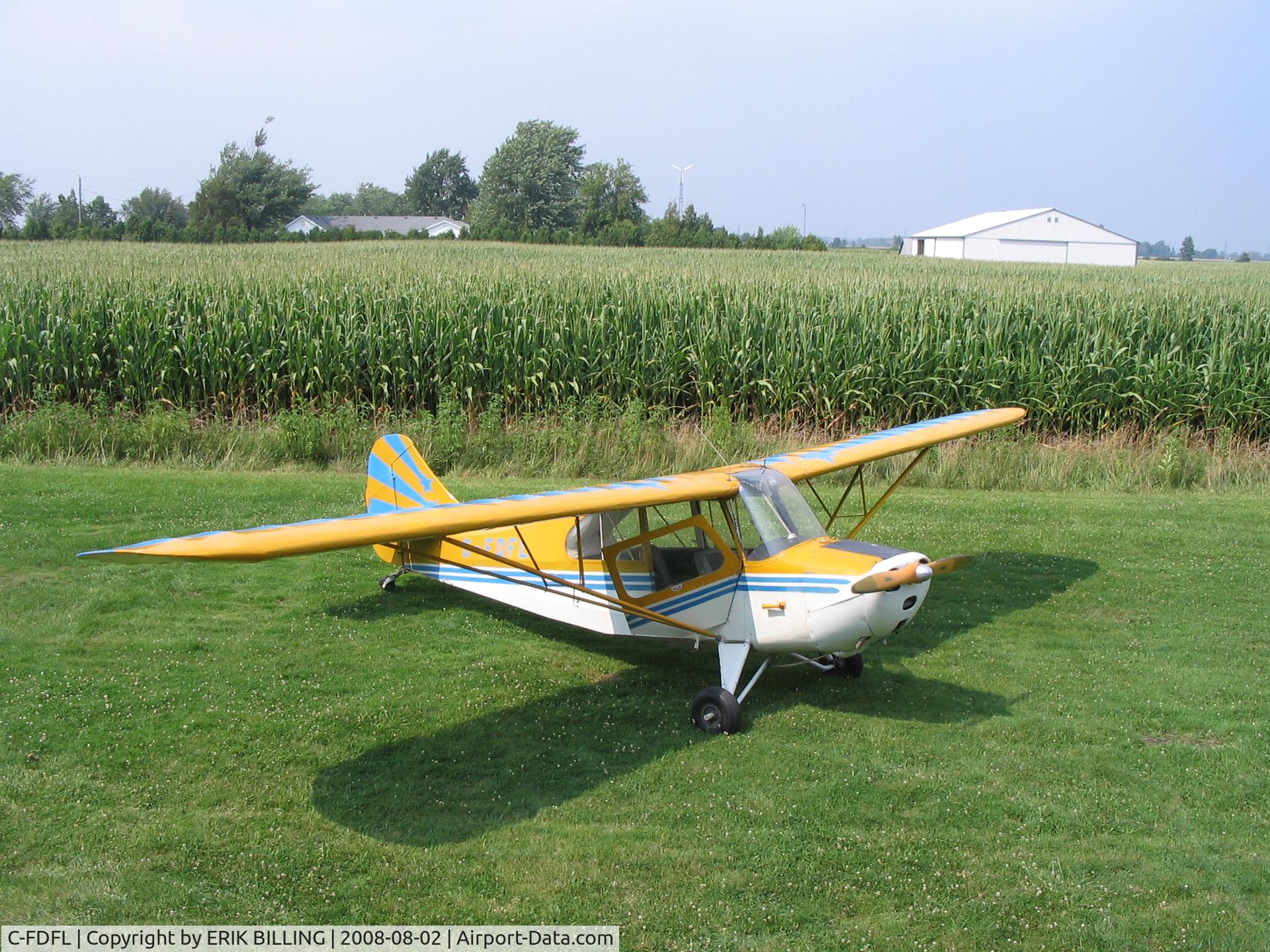 C-FDFL, 1946 Aeronca 7AC Champion C/N 7AC 1658, Side View from the Roof of the Hanger @ Essex Ontario Canada