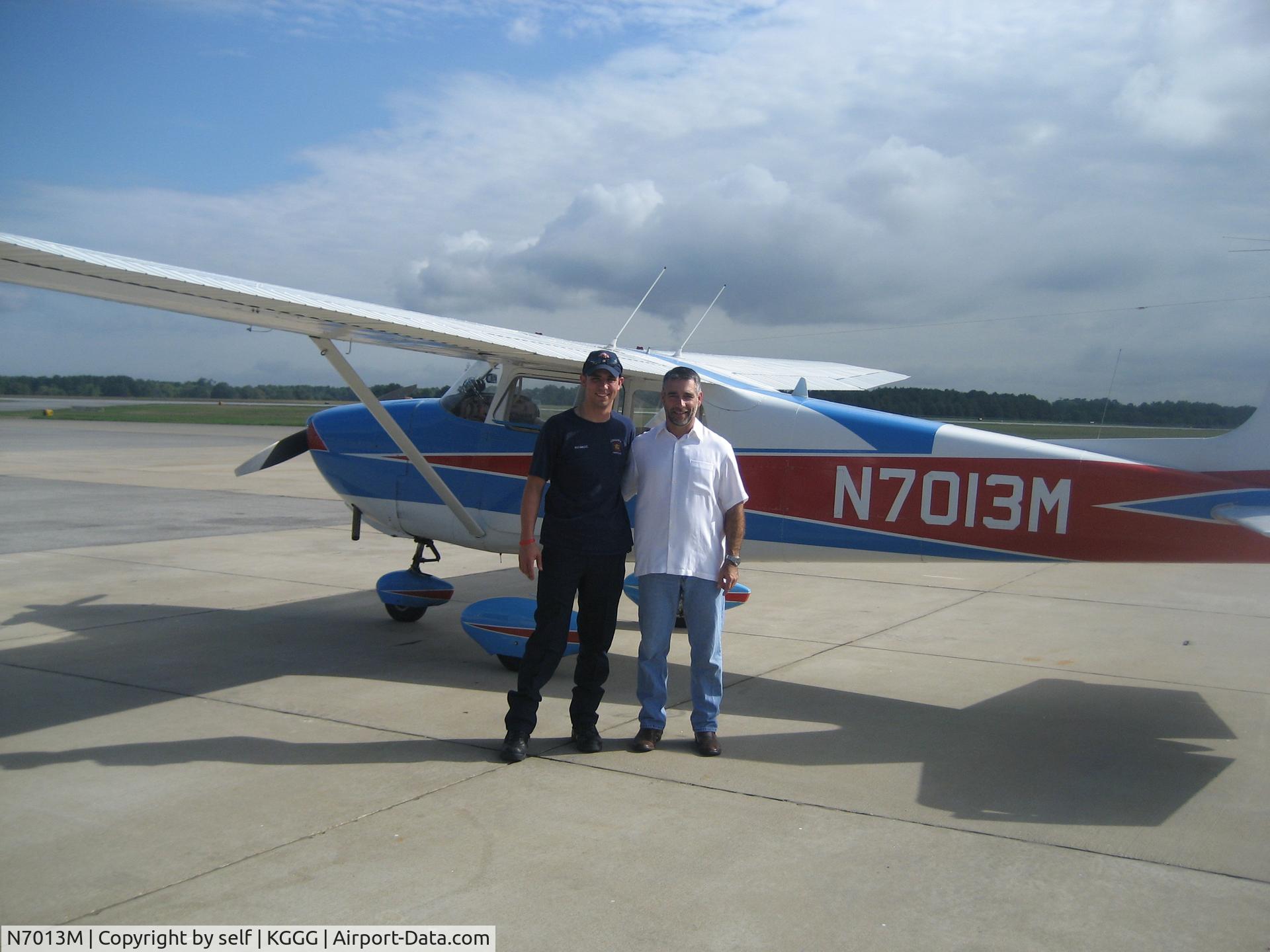 N7013M, 1958 Cessna 175 Skylark C/N 55313, taken after first solo.....KGGG Runway 35