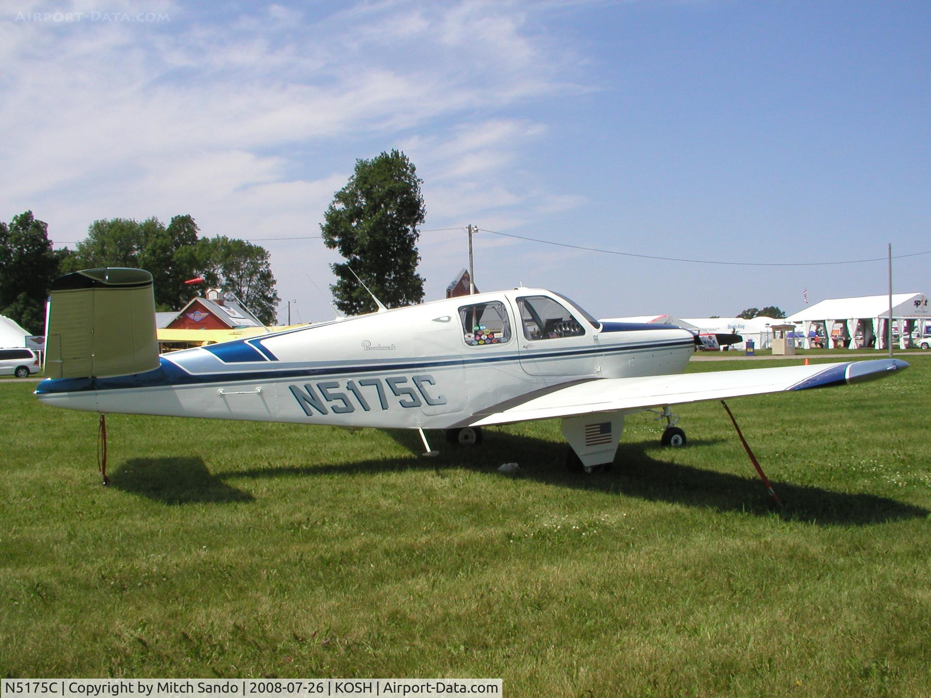 N5175C, 1950 Beech B35 C/N D-2400, EAA AirVenture 2008.