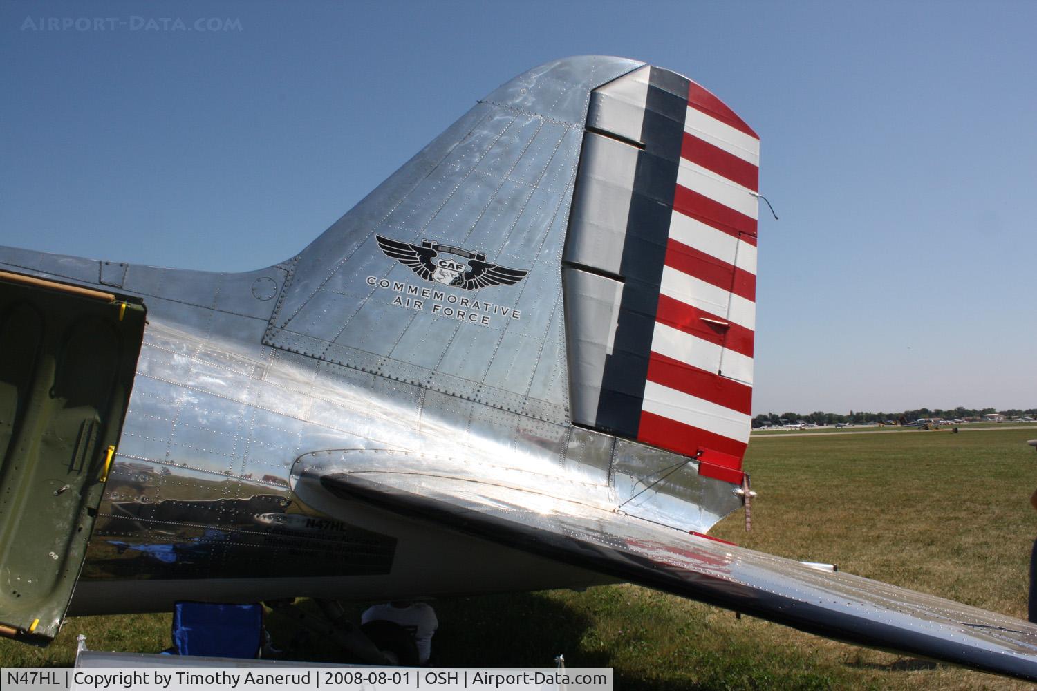 N47HL, 1943 Douglas C-47B-20-DK C/N 27203, EAA AirVenture 2008, note the CAF logo so you know it's a CAF aircraft