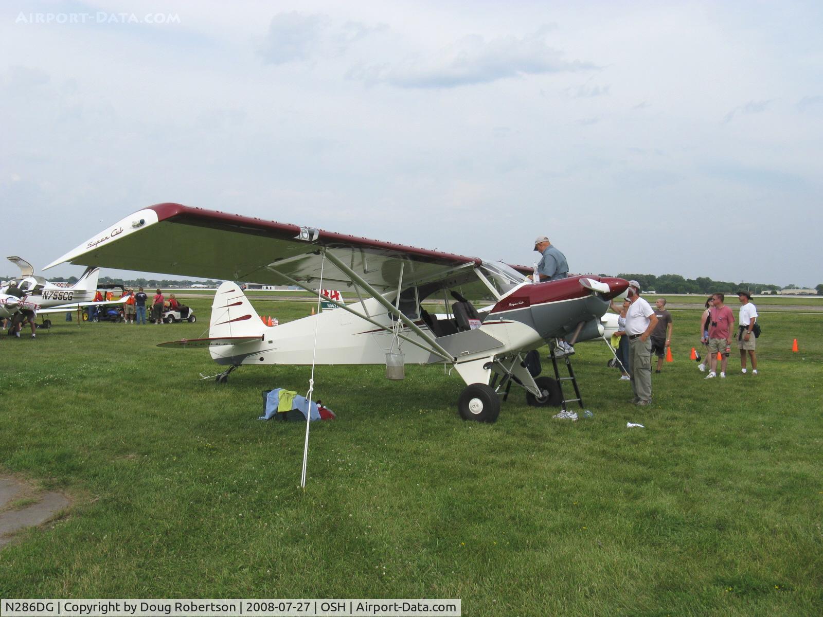 N286DG, 2008 Piper PA-18 Super Cub Replica C/N X001, 2007 Wildwood Aviation 18 (PA-18 SUPER CUB replica), Lycoming O-360 180 Hp, Micro vortex generators, one of the joys of EAA AirVenture is finding such a perfect aircraft in every detail-could be best of show!