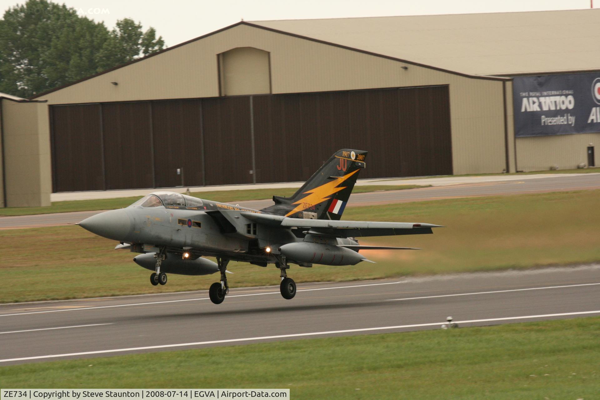 ZE734, 1988 Panavia Tornado F.3 C/N 664/AS050/3298, Taken at the Royal International Air Tattoo 2008 during arrivals and departures (show days cancelled due to bad weather)