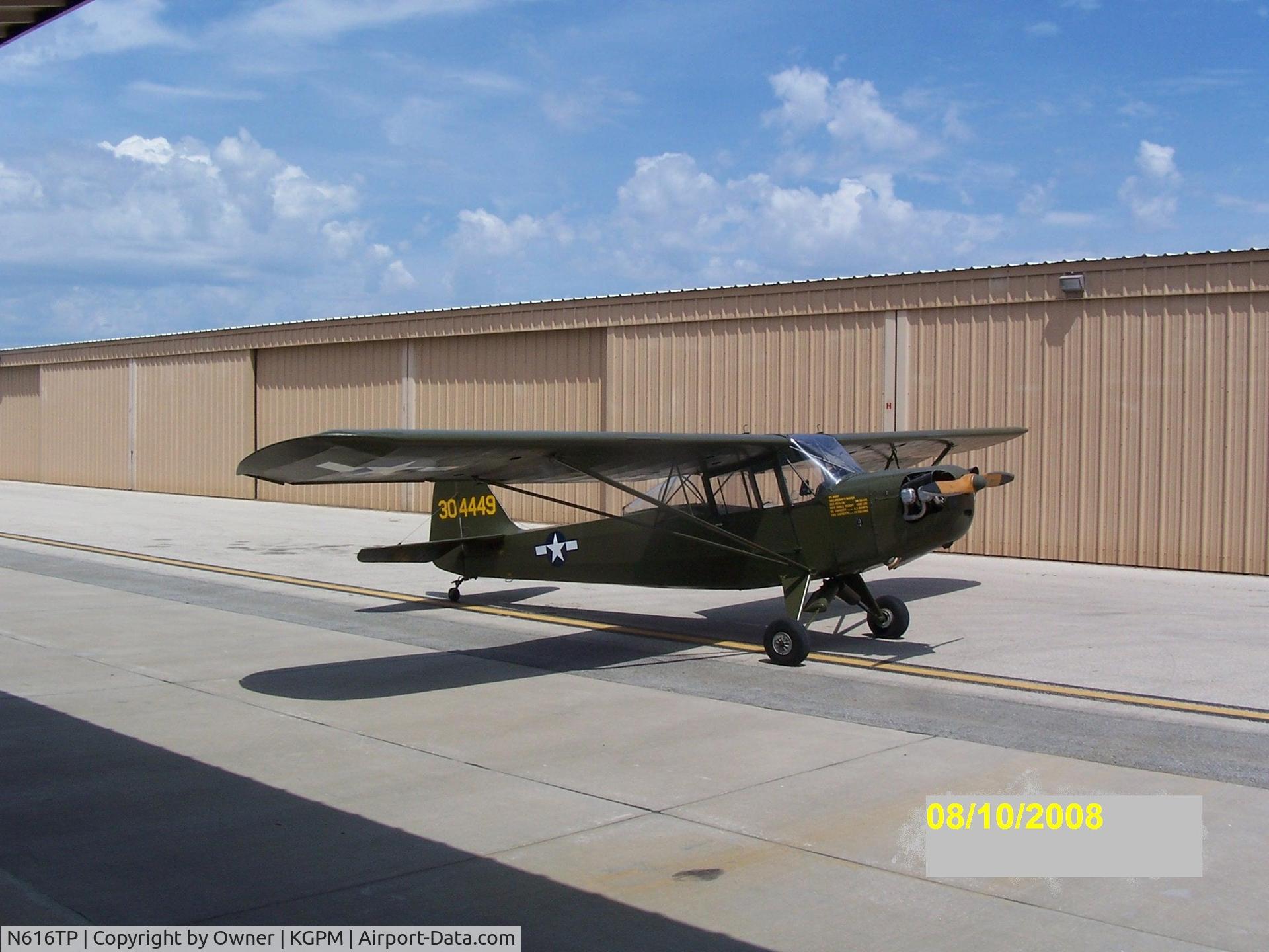 N616TP, Taylorcraft L-2B C/N 0-4449, 1943 Taylorcraft L2-B recently repainted to military colors.