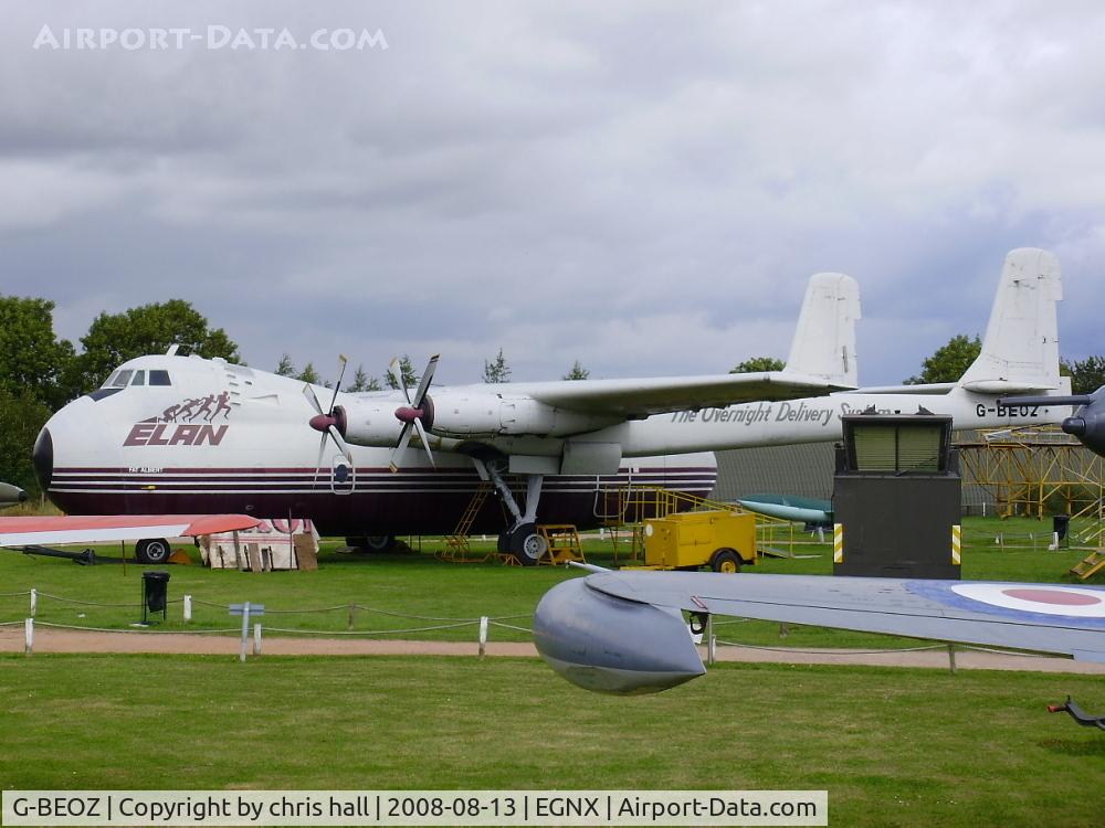 G-BEOZ, 1960 Armstrong Whitworth AW650 Argosy 101 C/N 6660, Preserved at the East Midlands Aeropark