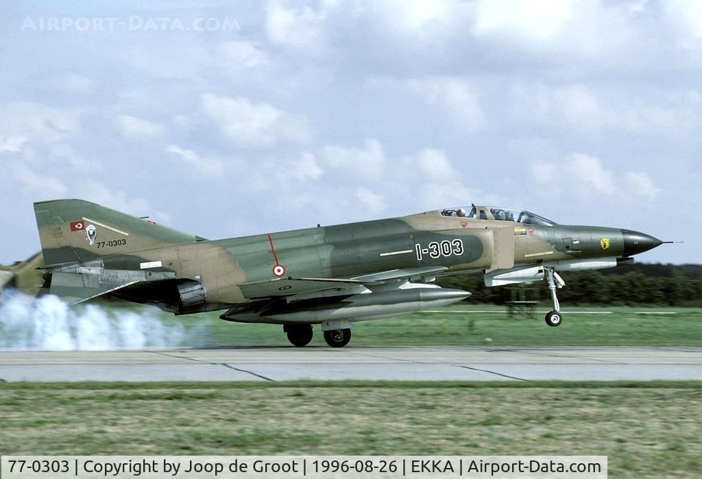 77-0303, 1978 McDonnell Douglas F-4E-2020 Phantom II C/N 5020, In the 1996 the Turkish AF participated in the Tactical Fighter Weaponry with a couple of Phantoms. The still had the large codes at the time.