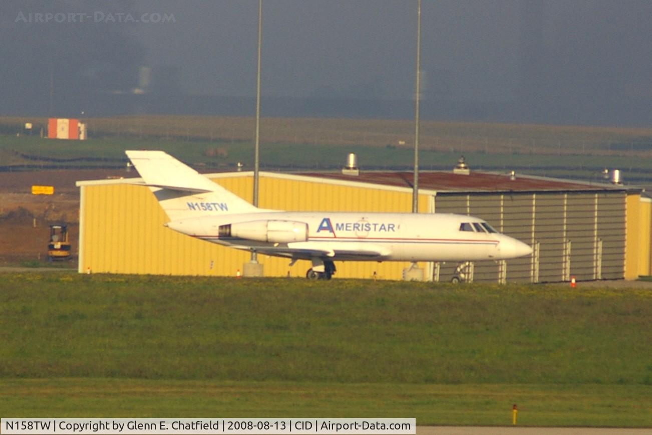 N158TW, 1968 Dassault Fan Jet Falcon (20C) C/N 158, Sitting way on the west side, seen from my dirty office window in the control tower.