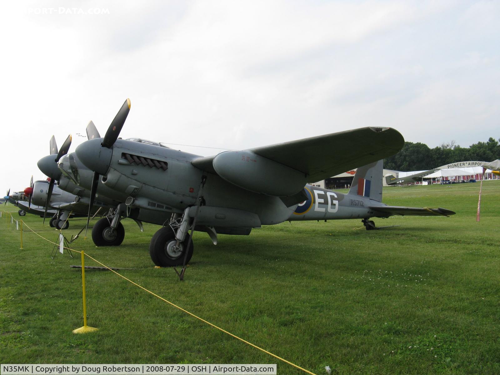 N35MK, 1946 De Havilland DH-98 Mosquito TT.35 C/N RS-712, 1946 DeHavilland DH-98B 'MOSQUITO', two Rolls Royce Merlin 114A 1,534 Hp each, all wooden construction, a 'Wooden Wonder', an incredible 7,781 were built.