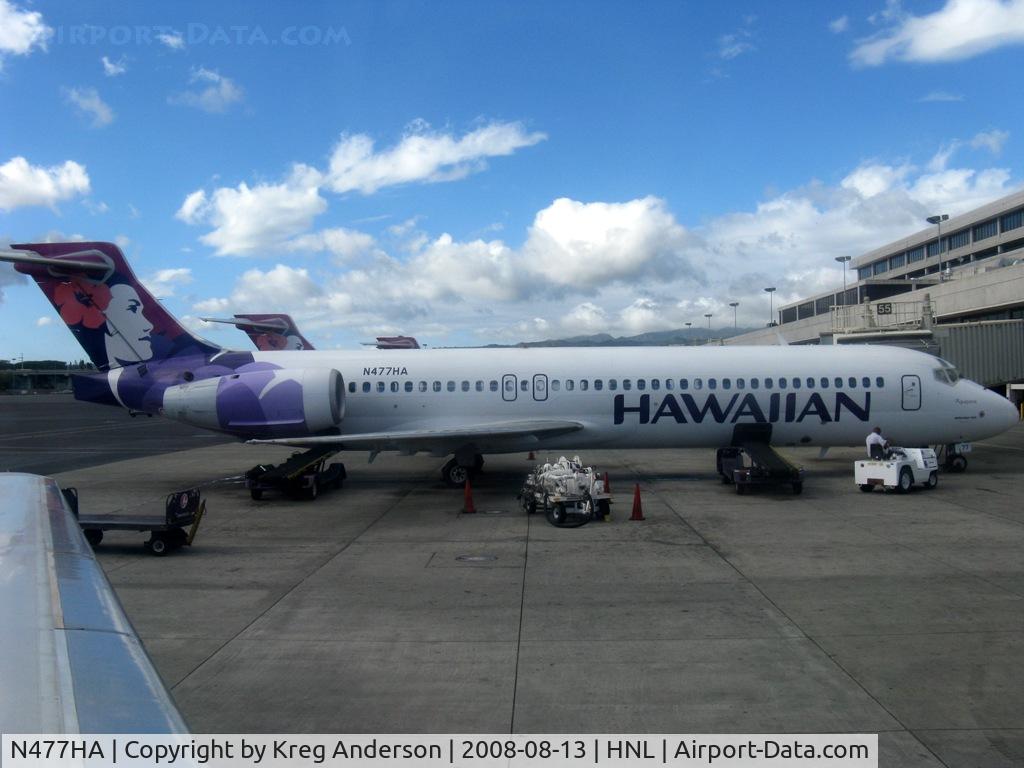N477HA, 2001 Boeing 717-200 C/N 55122, At the neighbor gate.