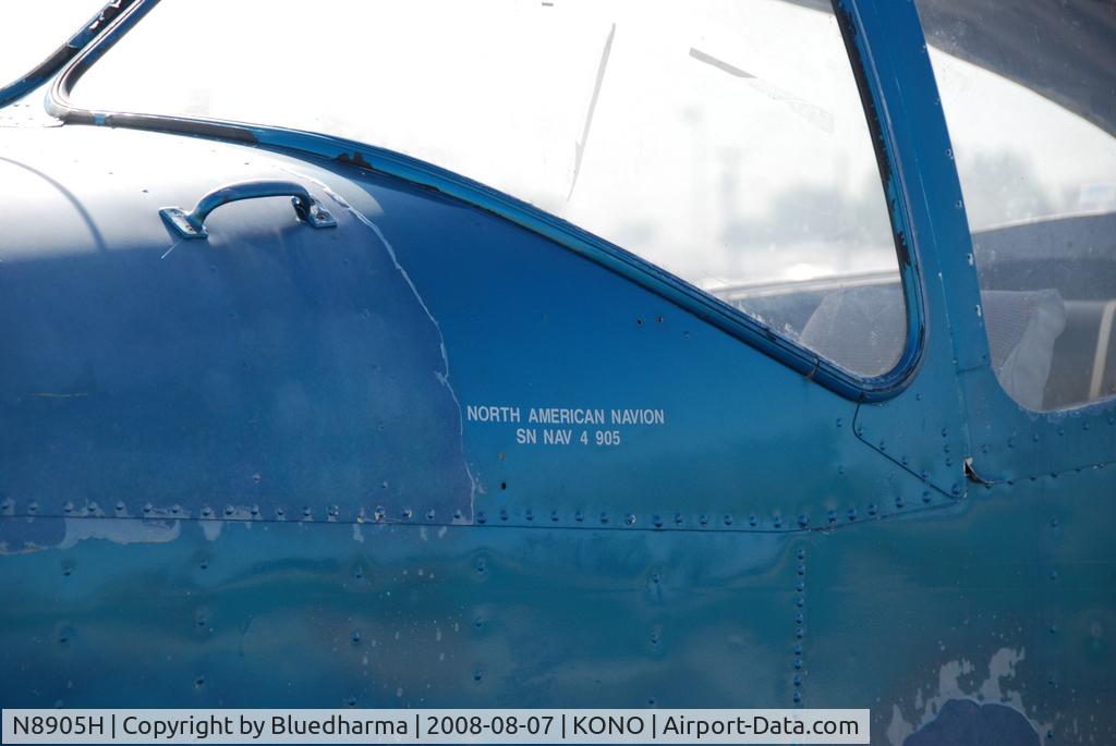 N8905H, 1947 North American NAVION C/N NAV-4-905, Parked.