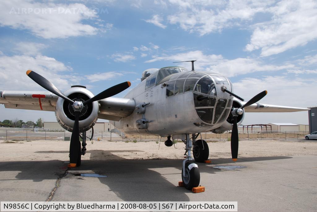 N9856C, 1943 North American TB-25N Mitchell C/N 108-35217, Pacific Princess parked on display at the Warhawk Museum in Nampa Idaho.