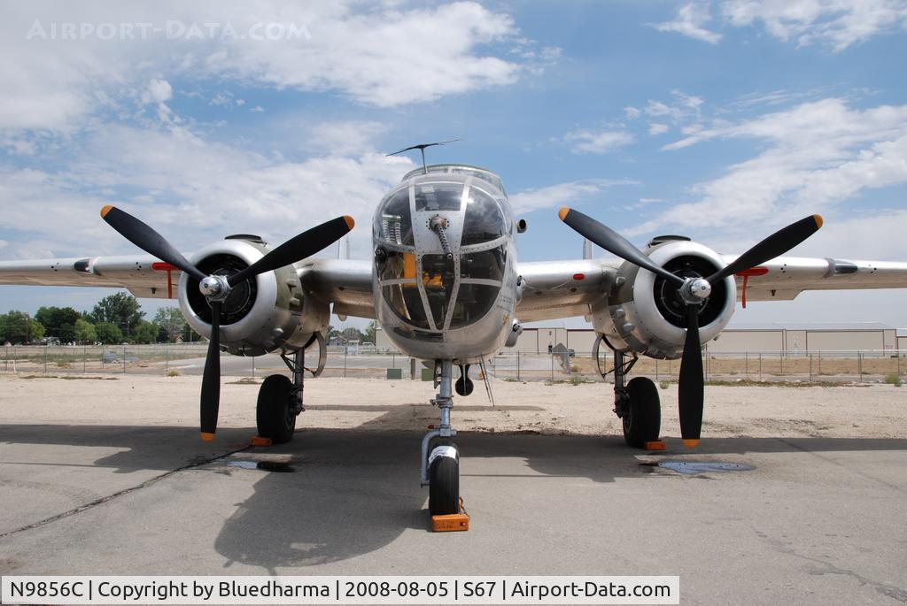 N9856C, 1943 North American TB-25N Mitchell C/N 108-35217, Pacific Princess parked on display at the Warhawk Museum in Nampa Idaho.