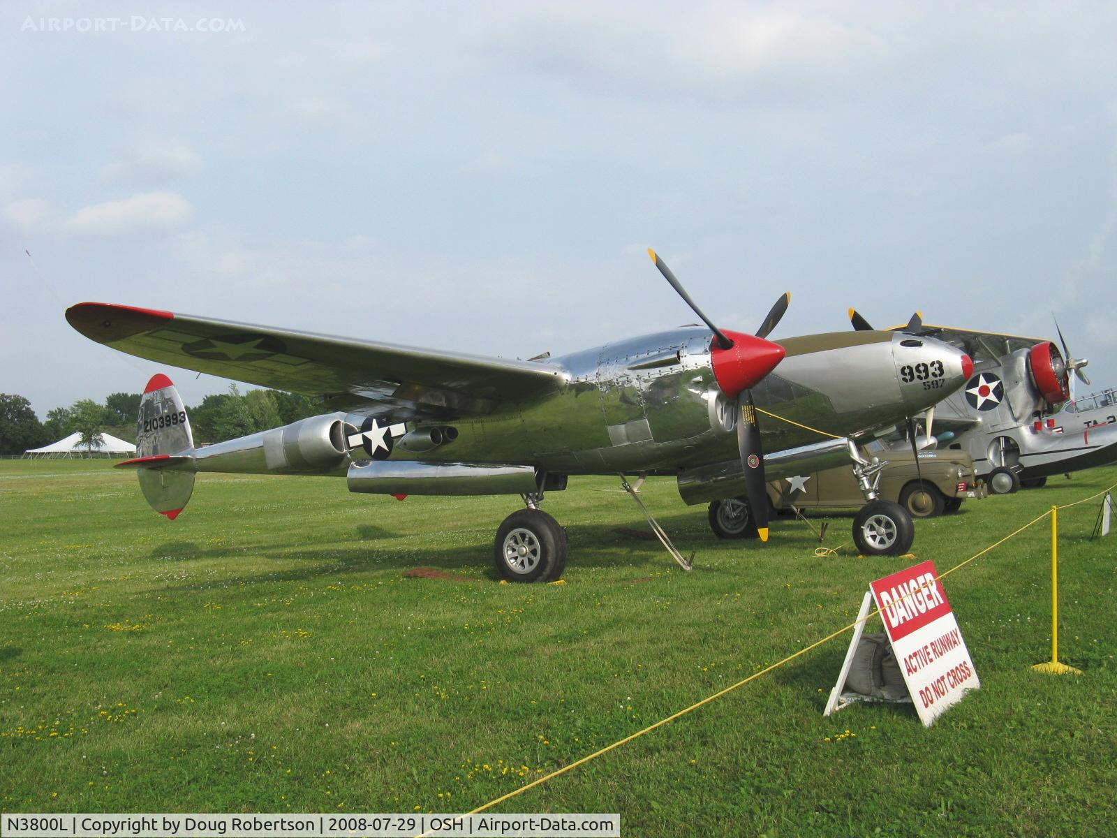 N3800L, 1945 Lockheed P-38L-5-LO Lightning C/N 422-8342, 1945 Lockheed P38L 'LIGHTNING', one Allison V-1710-89 and one Allison V-1710-91 1,475 Hp each, counter-rotating props, Limited class
