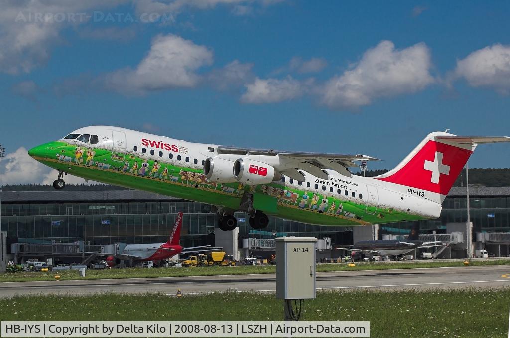 HB-IYS, 2001 British Aerospace Avro 146-RJ100 C/N E3381, SWISS