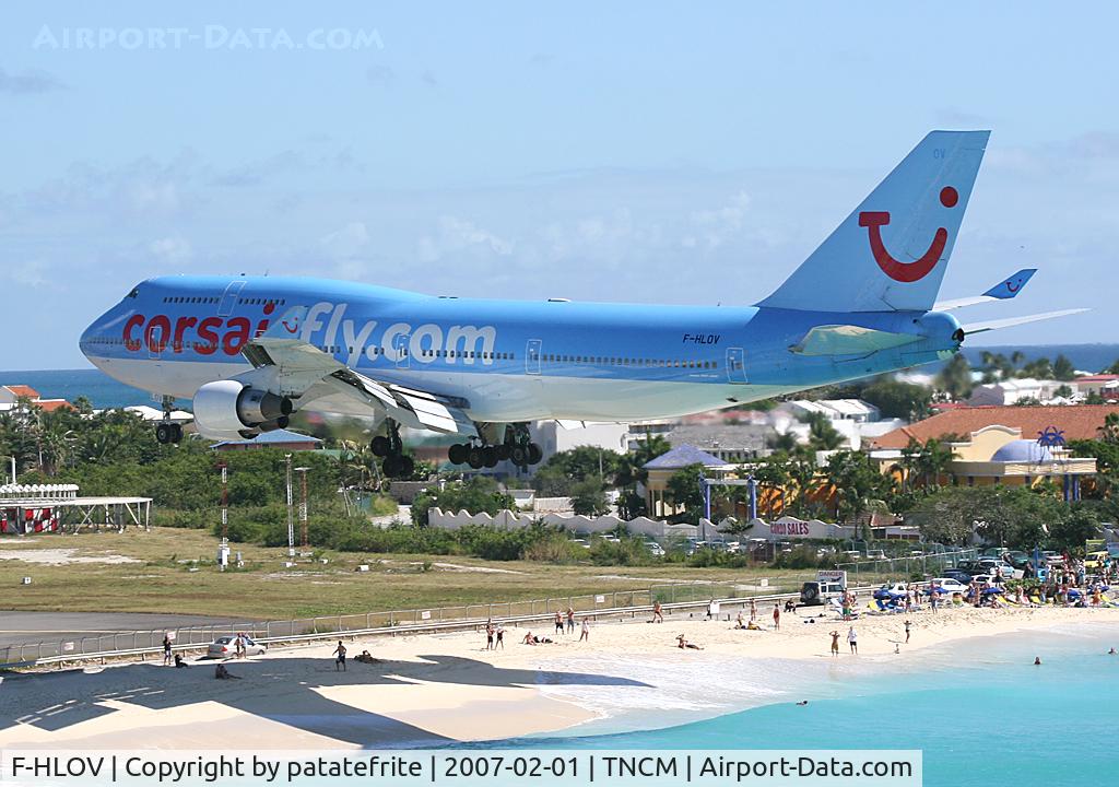 F-HLOV, 1992 Boeing 747-422 C/N 25379, About to touchdown in St Martin TNCM