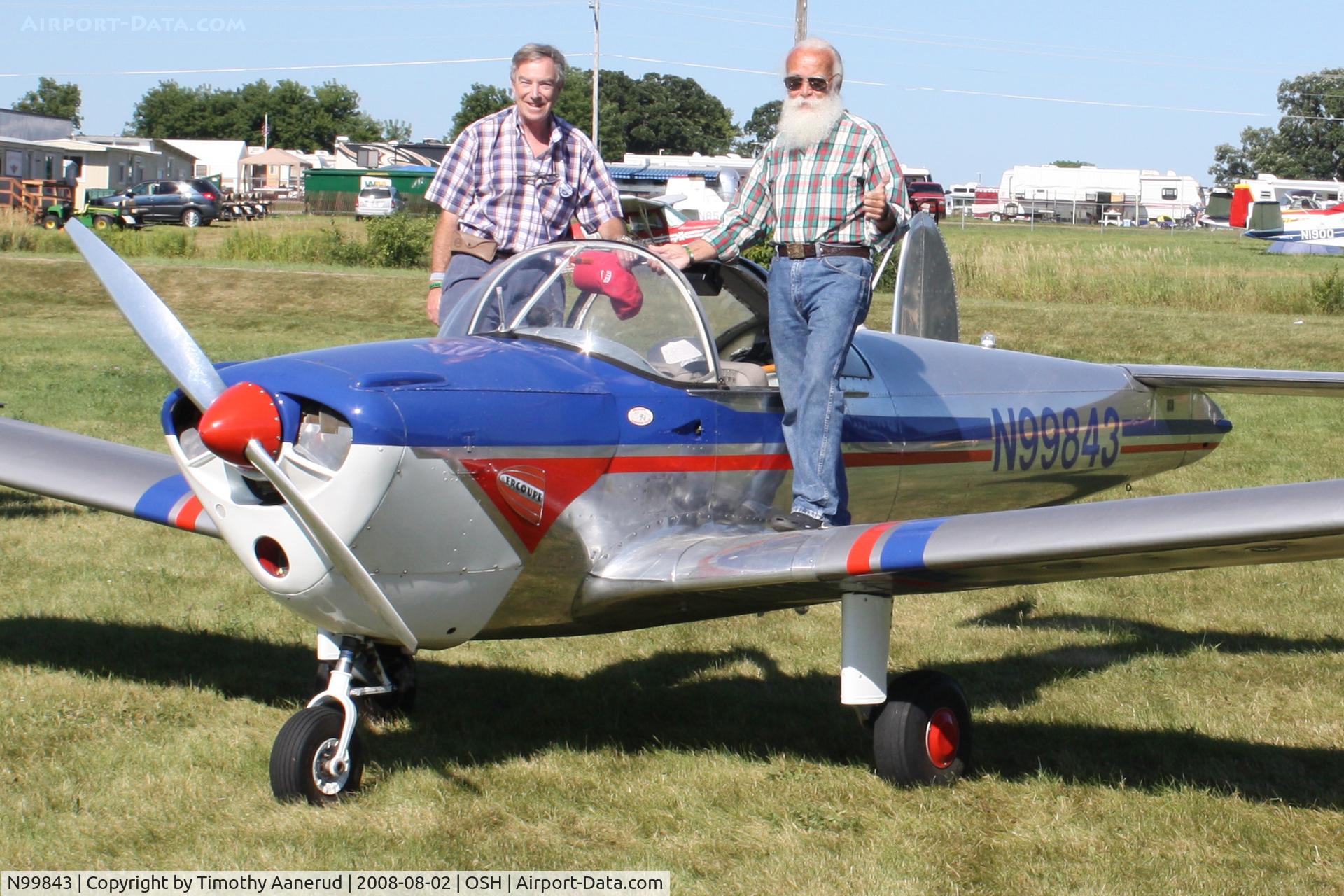 N99843, 1946 Erco 415C Ercoupe C/N 2466, 1946 Engineering & Research 415-C, c/n 2466, EAA AirVenture 2008, owner on pilot side, owner of N99564 on passenger side