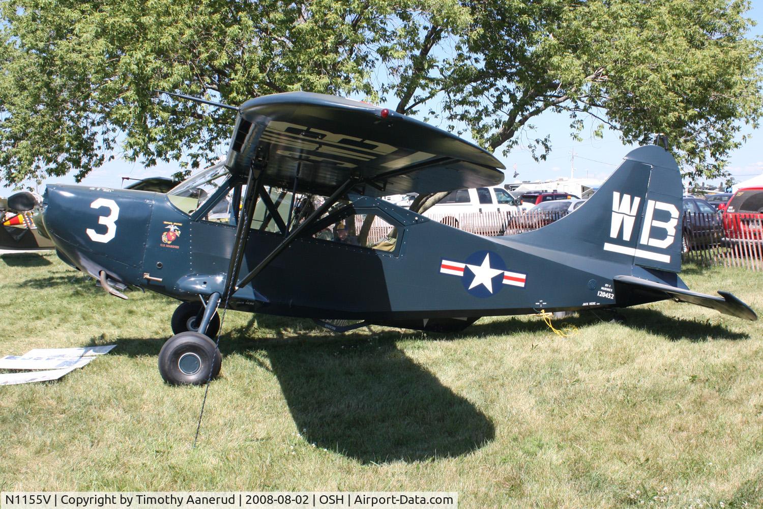 N1155V, Stinson L-5E-1 Sentinel C/N 76-3462, EAA AirVenture 2008, Consolidated Vultee OY-1 Sentinel, Best L-Bird at show. Ex N452WB, c/n: 76-3462