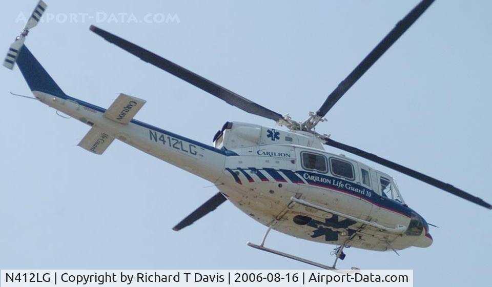 N412LG, 1990 Bell 412 C/N 33209, 1990 Bell 412 flying over Danville Va. during a mock accident with the Danville Life Saving Crew..