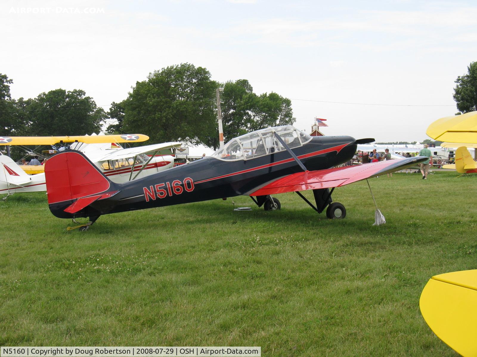 N5160, 1952 Rawdon T1 C/N T1-6, 1952 Rawdon Brothers Aircraft T1 trainer, Lycoming O-320 150 Hp, originally a rare production aircraft but now registered Experimental. EAA 2008 Classic Preservation Award winner.