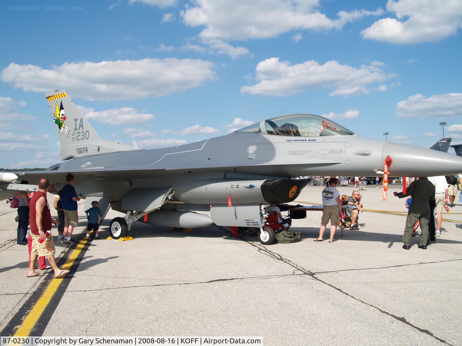 87-0230, 1987 General Dynamics F-16C Fighting Falcon C/N 5C-491, F-16 FIGHTING FALCON FROM IOWA, AT OFFUTT AFB