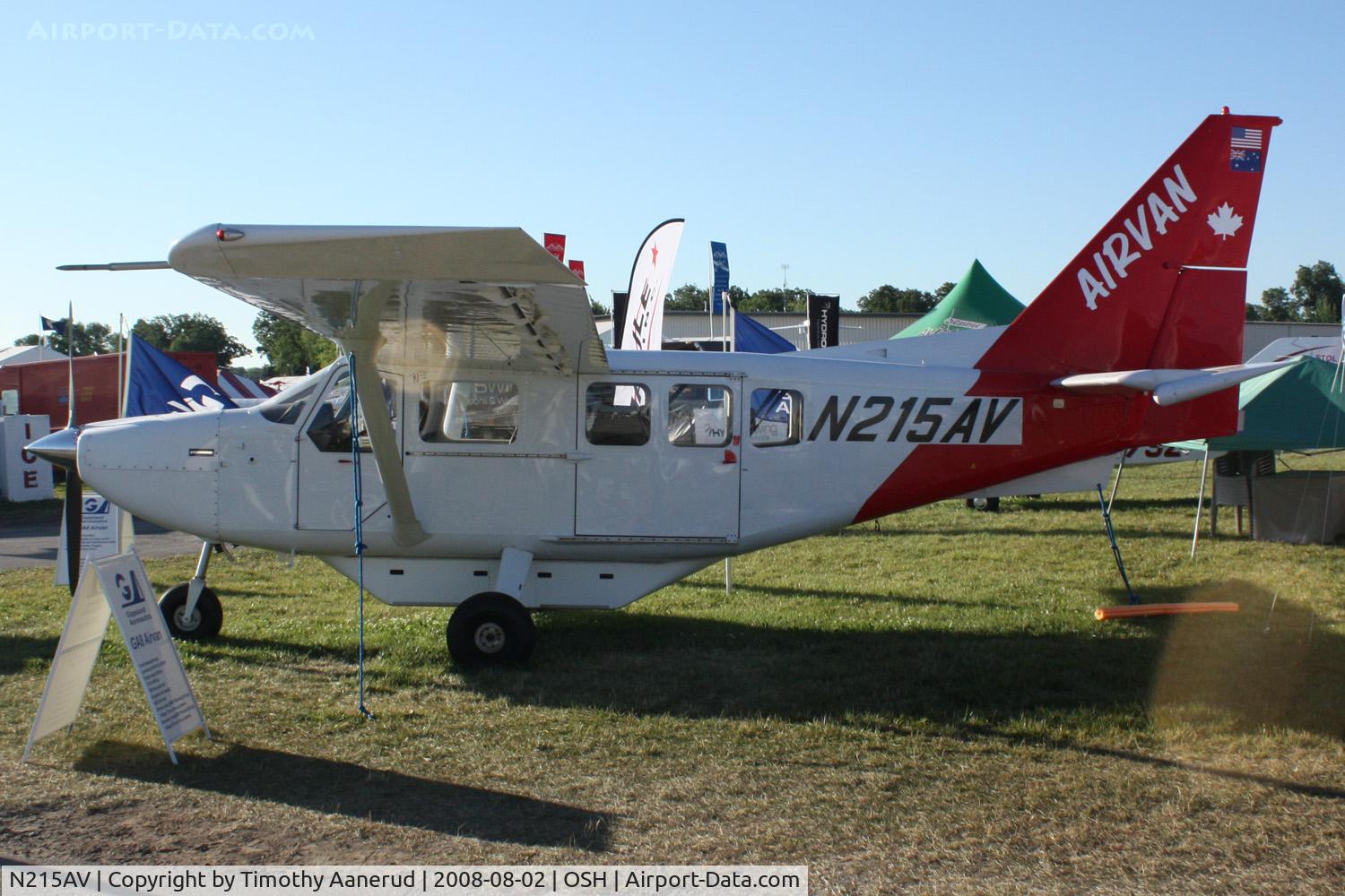 N215AV, 2002 Gippsland GA-8 Airvan C/N GA8-02-015, EAA AirVenture 2008, GIPPSLAND AERONAUTICS GA 8.  First one I've seen that wasn't in Civil Air Patrol colors.