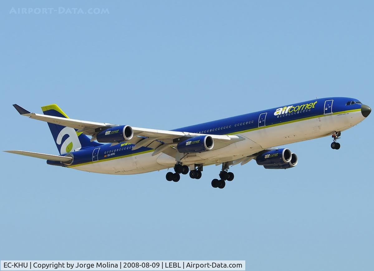 EC-KHU, Airbus A340-312 C/N 007, On final to RWY 25R.