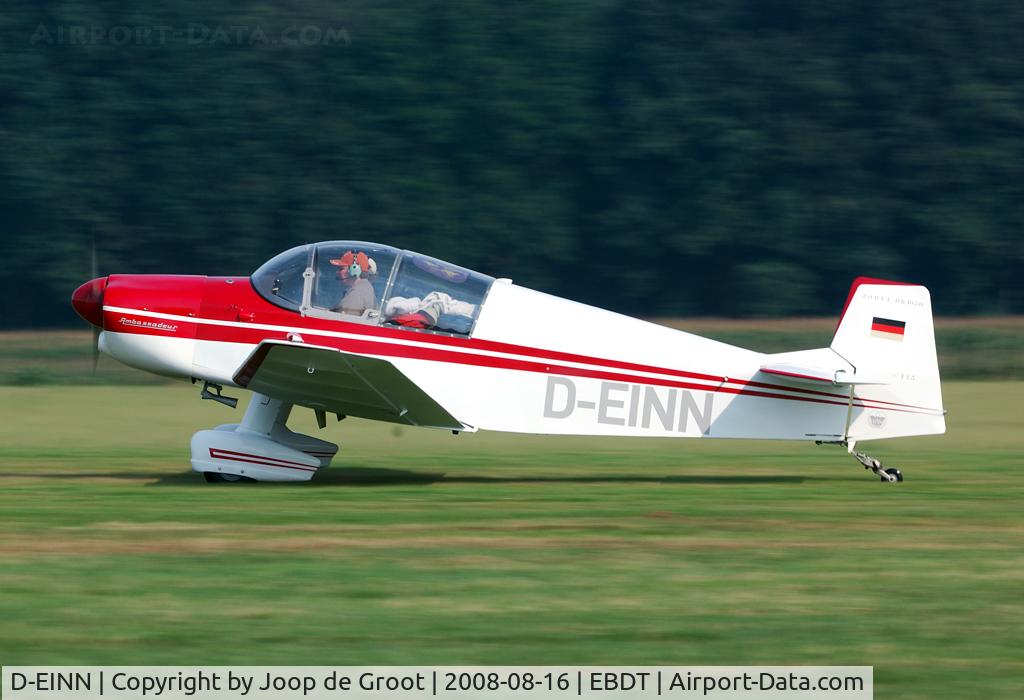 D-EINN, 1990 San Jodel Dr.1050 Ambassadeur, C/N 113, This Jodel was photographed during its take off run from Schaffen. A nice participant to the naual old timer fly in.