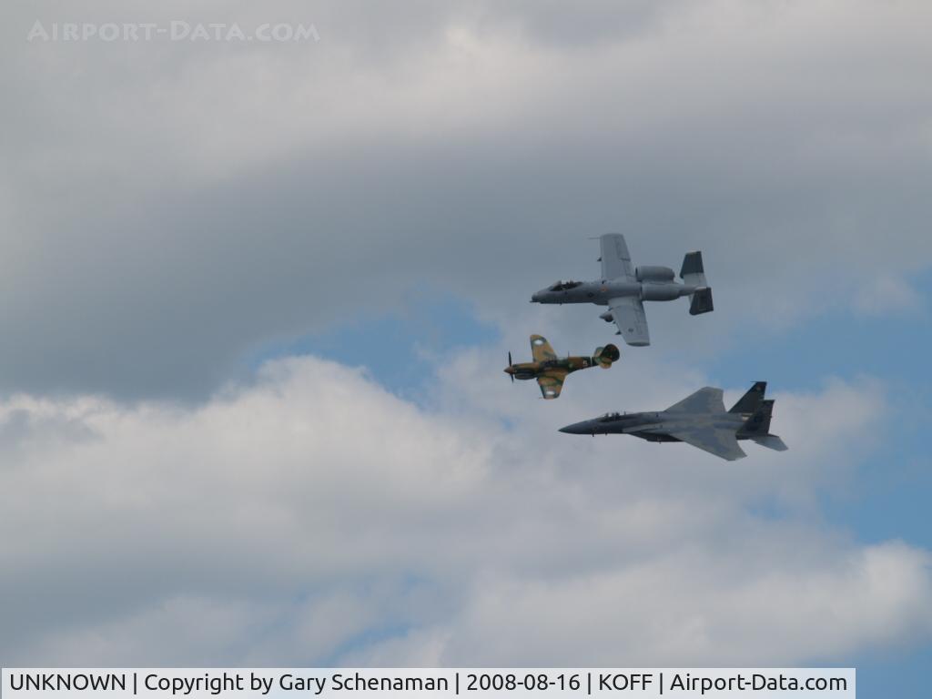 UNKNOWN, , HARITAGE FLIGHT, A-10, P-40 AND F-15.  VERY TOUCHING IF YOU KNOW WHAT HARITAGE FLIGHT STANDS FOR.