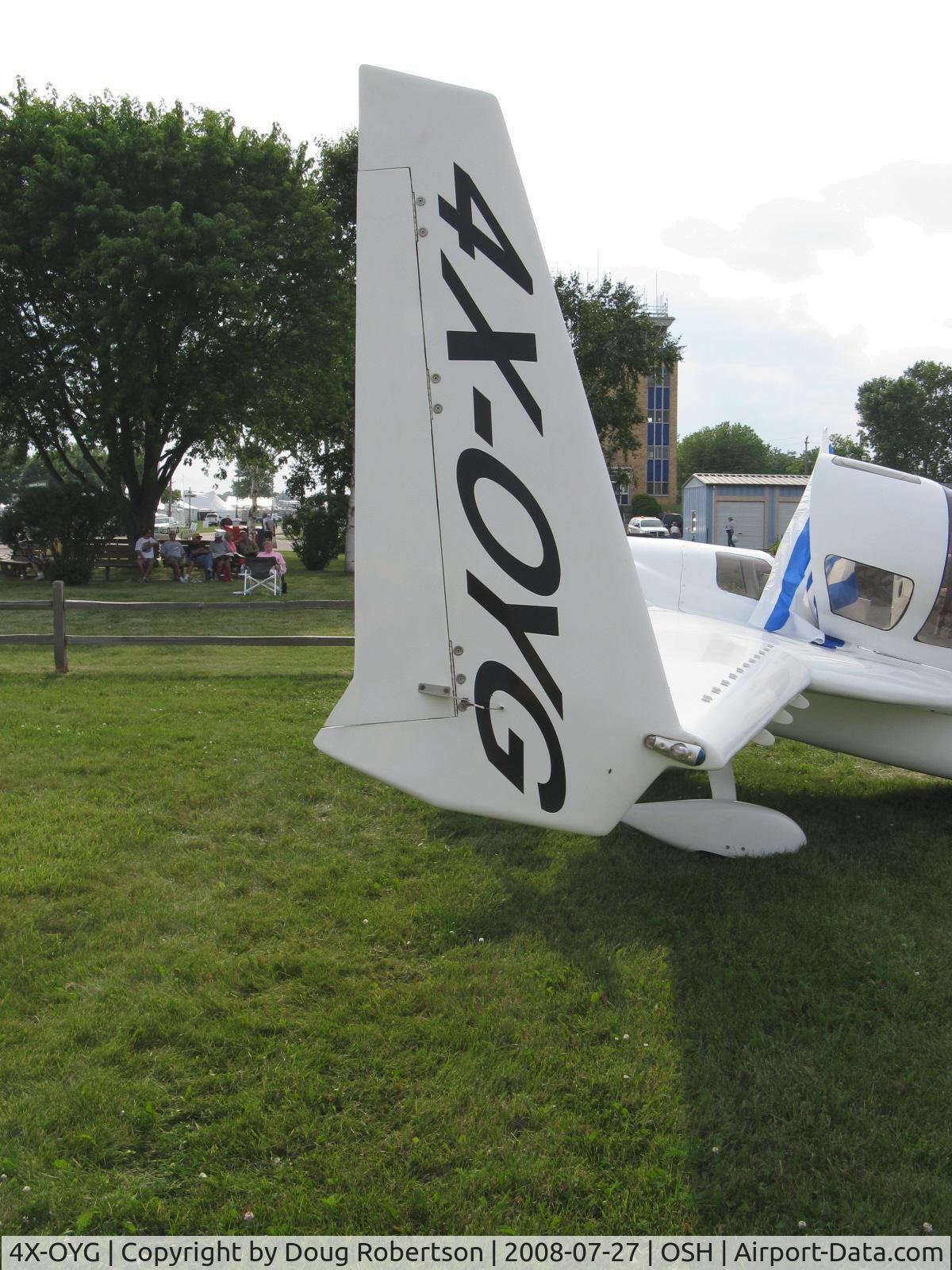 4X-OYG, 1996 Co-Z Cozy Mark IV C/N 1194, 1996 Gil COZY Mk. IV, Lycoming IO-360-A1B6 200 Hp, flew to EAA AirVenture 2008 from Israel across Atlantic Ocean. Three and one-half years in build.