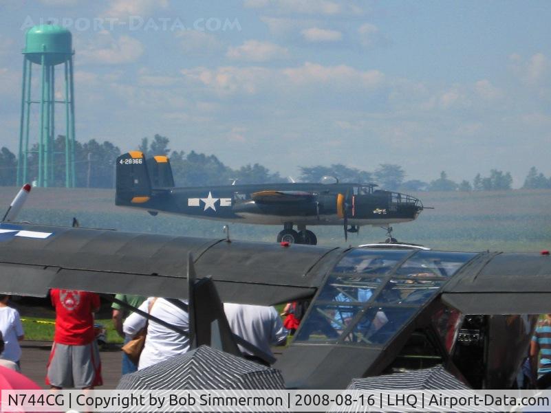 N744CG, 1944 North American B-25N Mitchell C/N 108-32141, Preparing for a demonstration flight at Wings of Victory airshow - Lancaster, Ohio