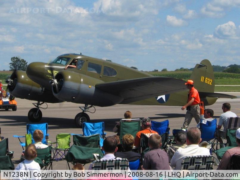 N1238N, 1941 Cessna T-50 Bobcat Bobcat C/N 1632, Cessna Bamboo Bomber on display at Wings of Victory airshow - Lancaster, Ohio