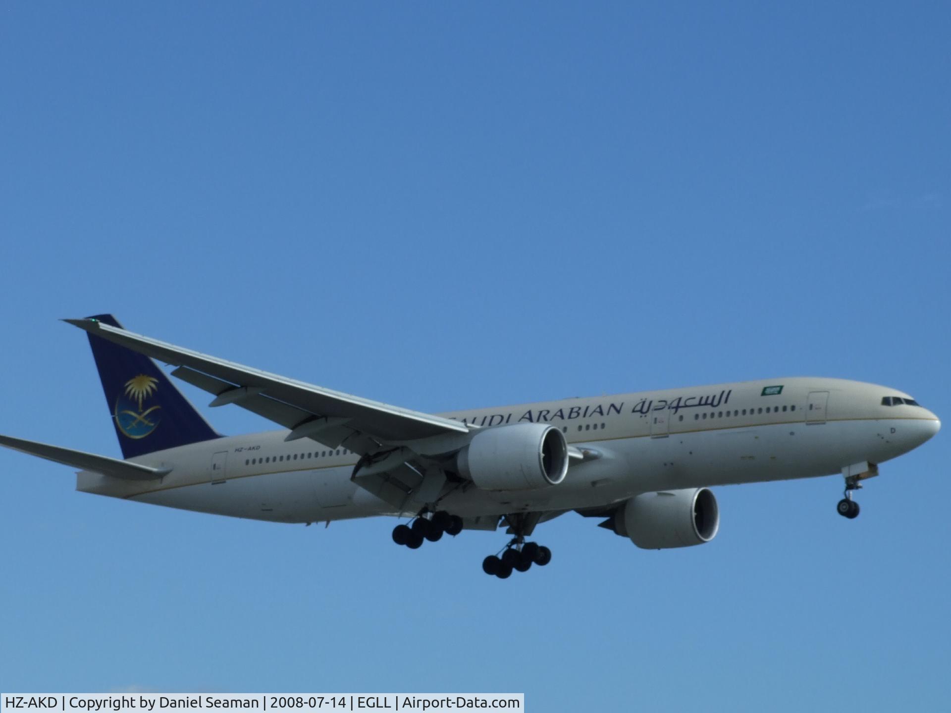 HZ-AKD, 1997 Boeing 777-268/ER C/N 28347, the last day of a 2 day trip for me.