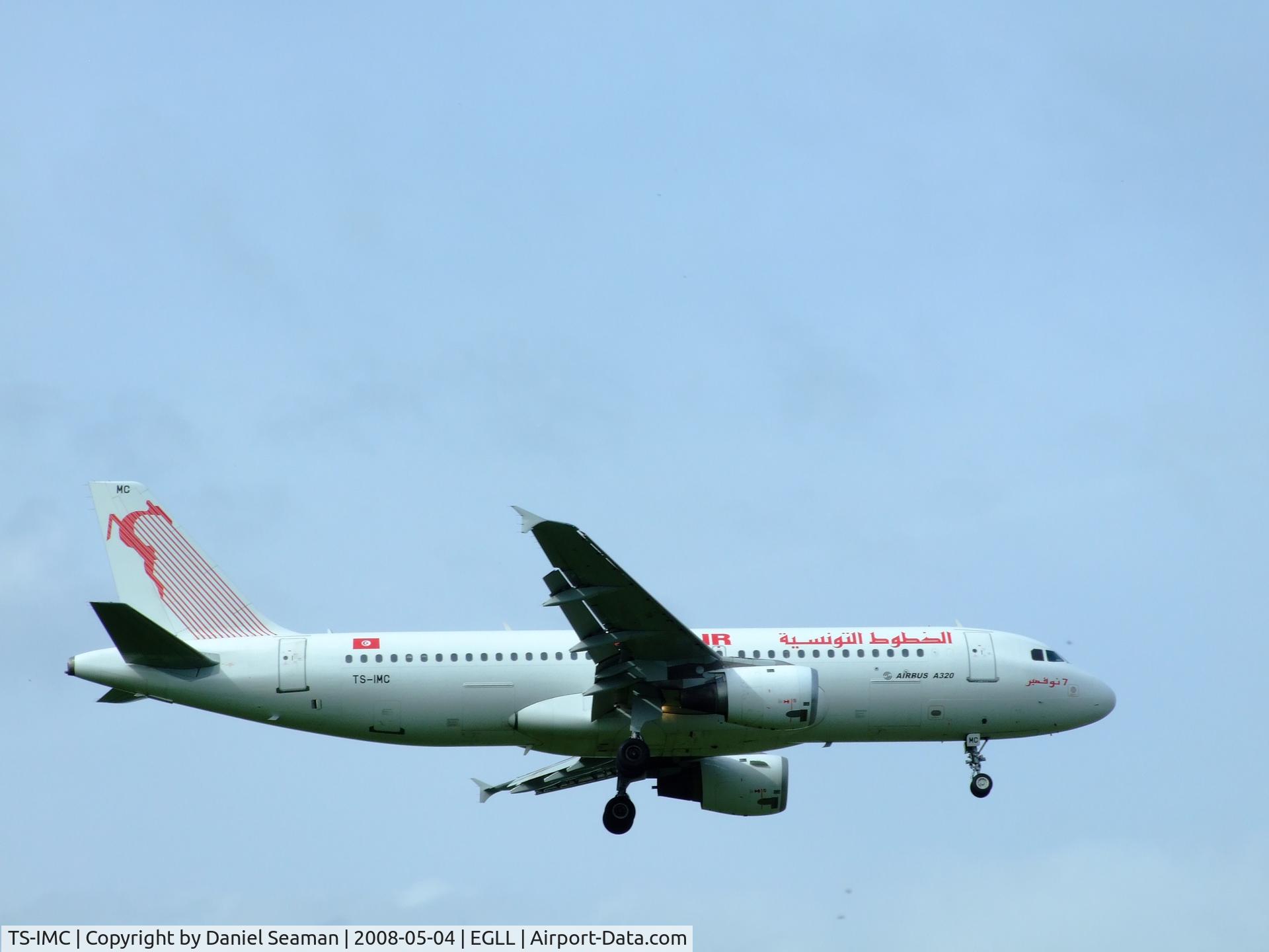 TS-IMC, 1990 Airbus A320-211 C/N 0124, used to come into my local (eggd)with b737s