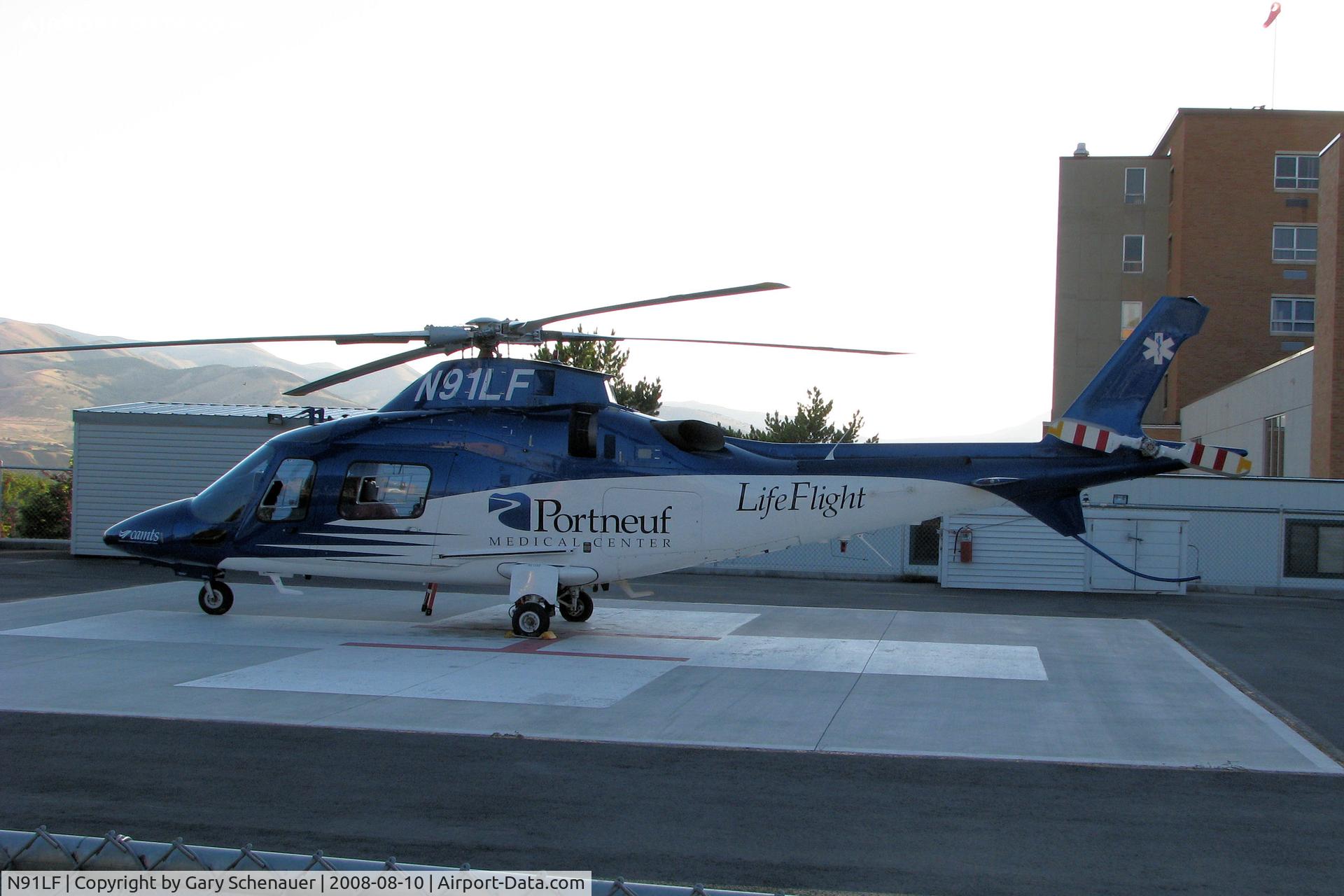 N91LF, 2002 Agusta A-109E C/N 11509, On the helipad at Portneuf Medical Center in Pocatello, Idaho